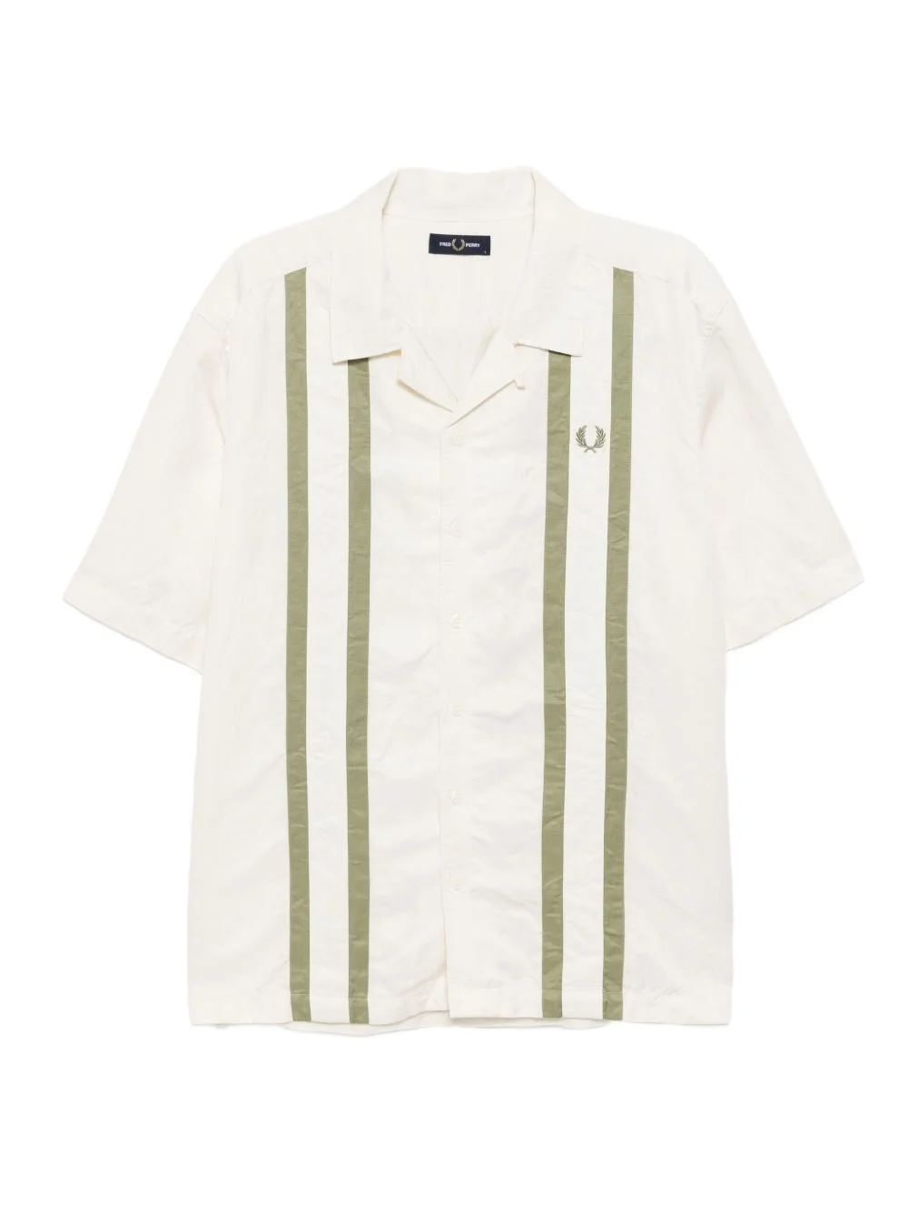logo-embroidered striped shirt - 1