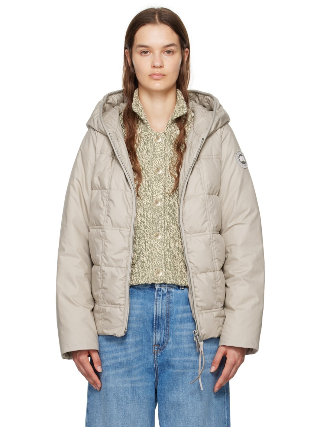 Beige canada goose jacket deals