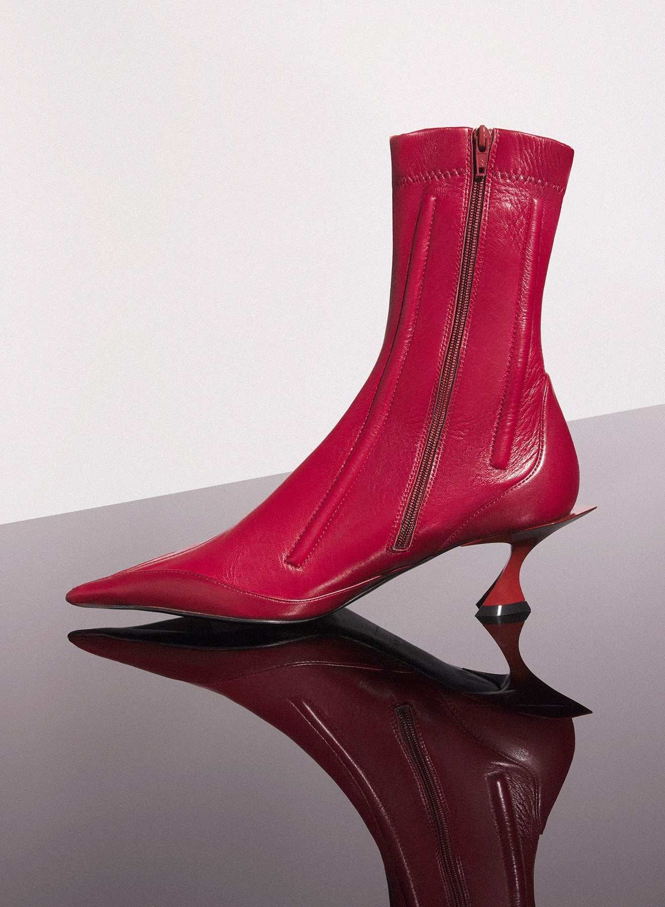 red boned leather fang 55 ankle boots - 2