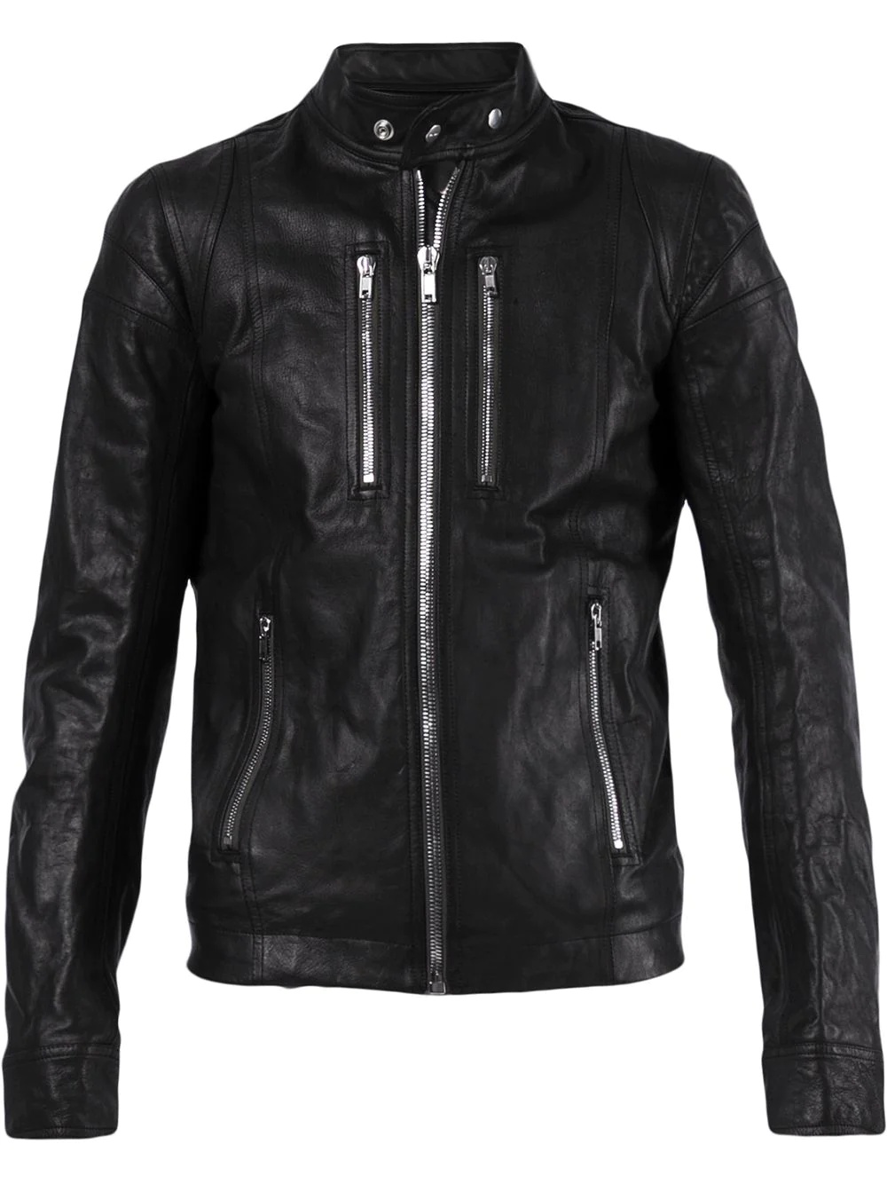 zip-up leather jacket - 1