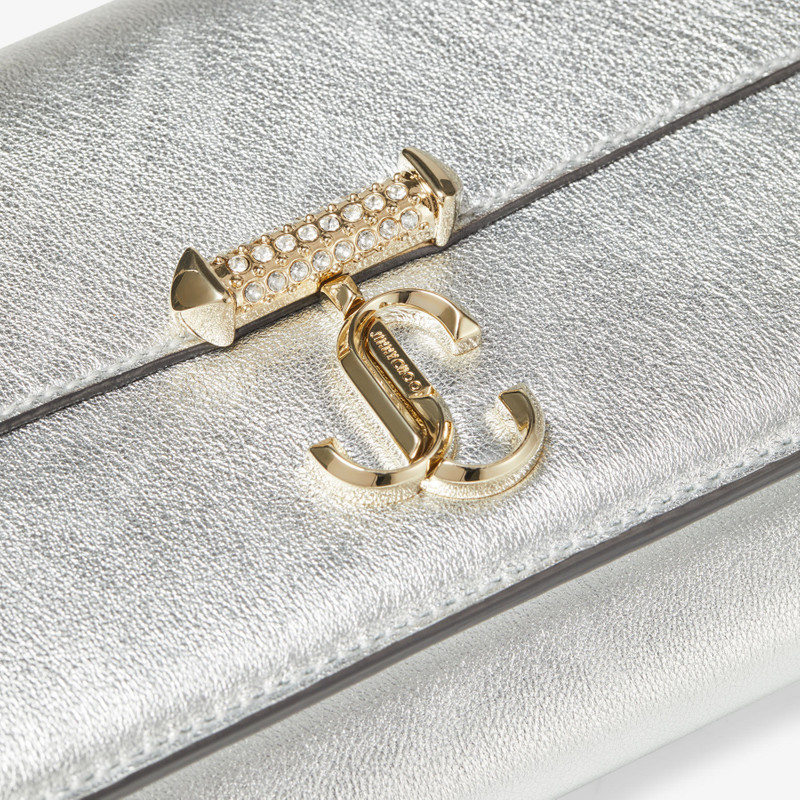 Avenue Wallet W/Chain
Silver Metallic Nappa Leather Wallet with Pearl Strap 5