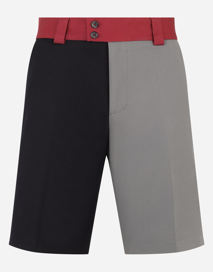 Cotton and linen patchwork shorts - 1