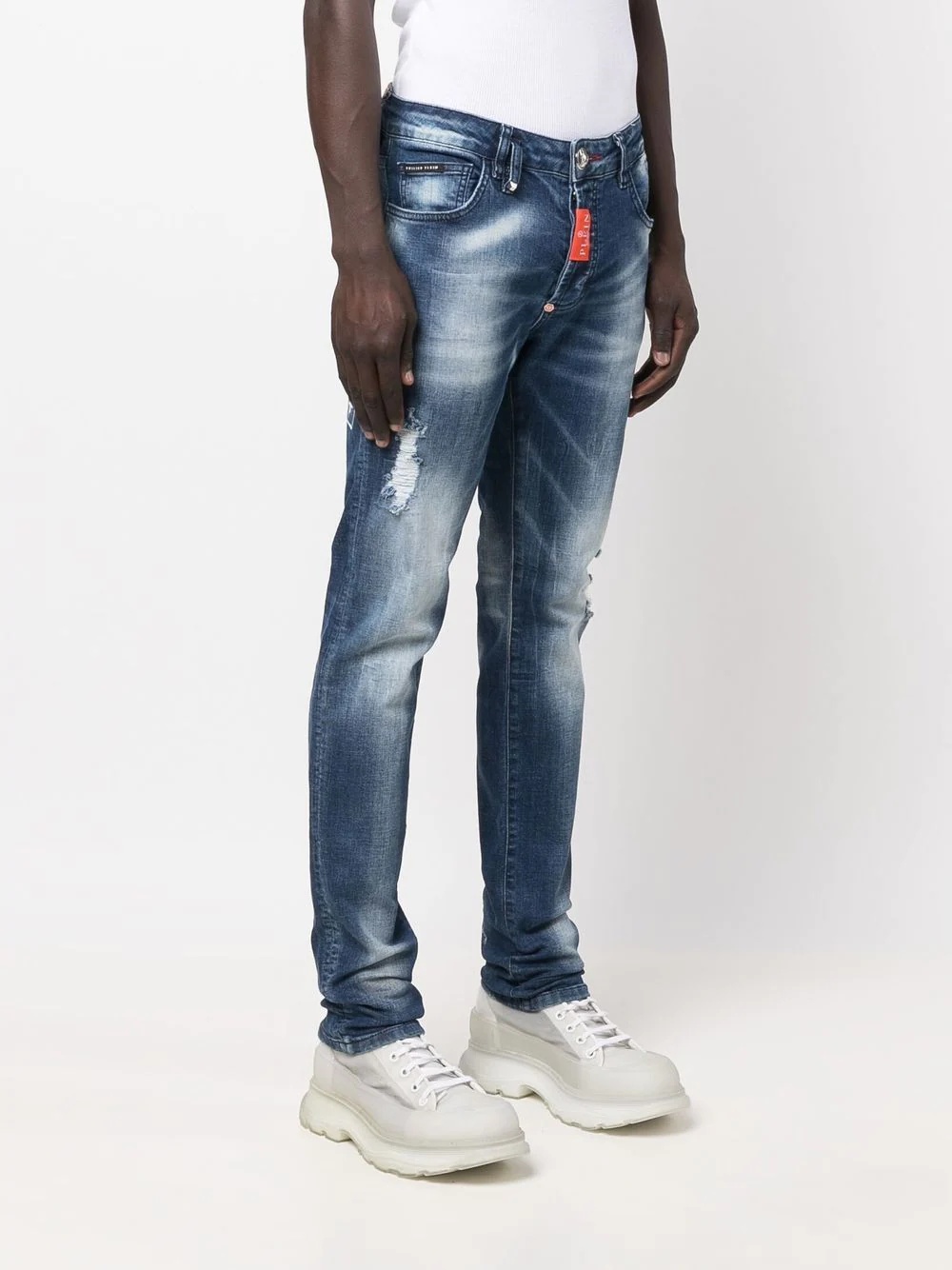 logo-print distressed jeans - 3