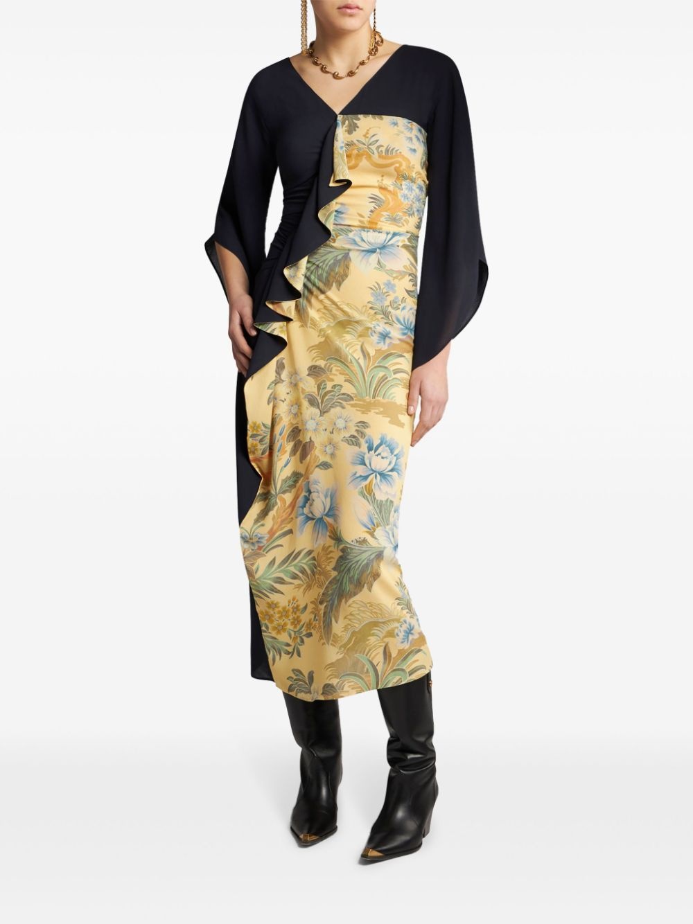 floral-print ruffle-detail dress - 2