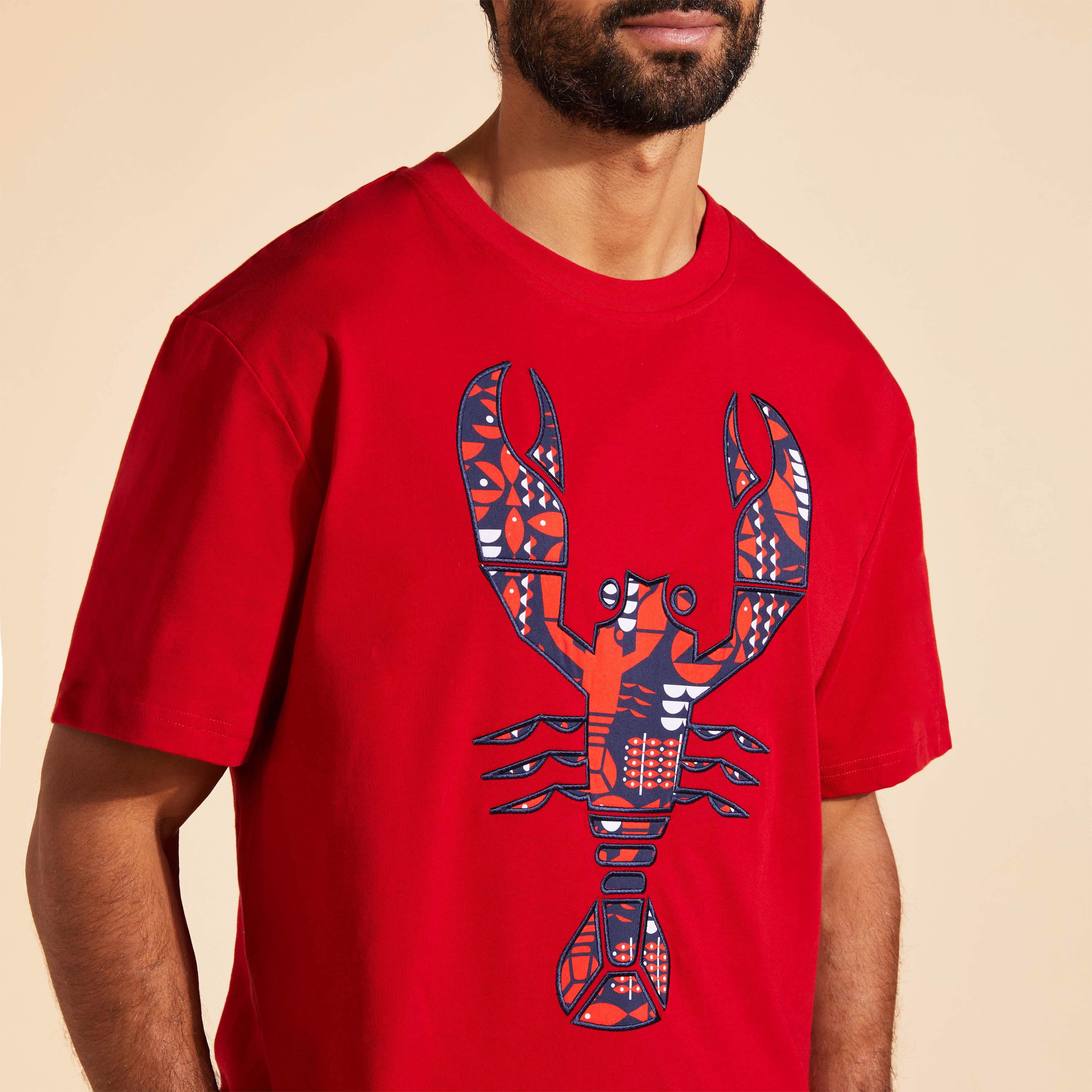 Men Oversized Organic Cotton T-Shirt Graphic Lobsters - 6