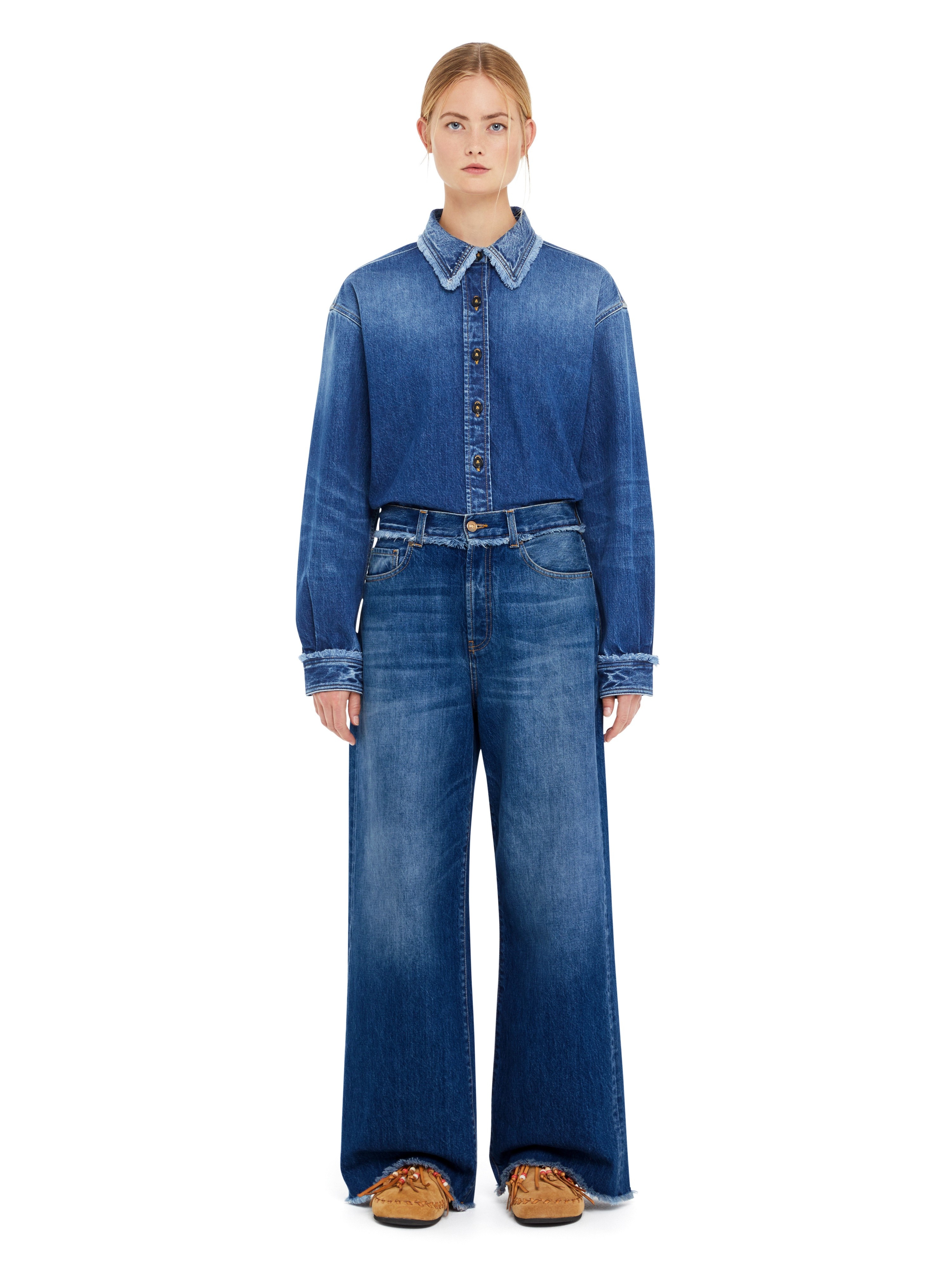 Fringed Relaxed Denim Pants - 4