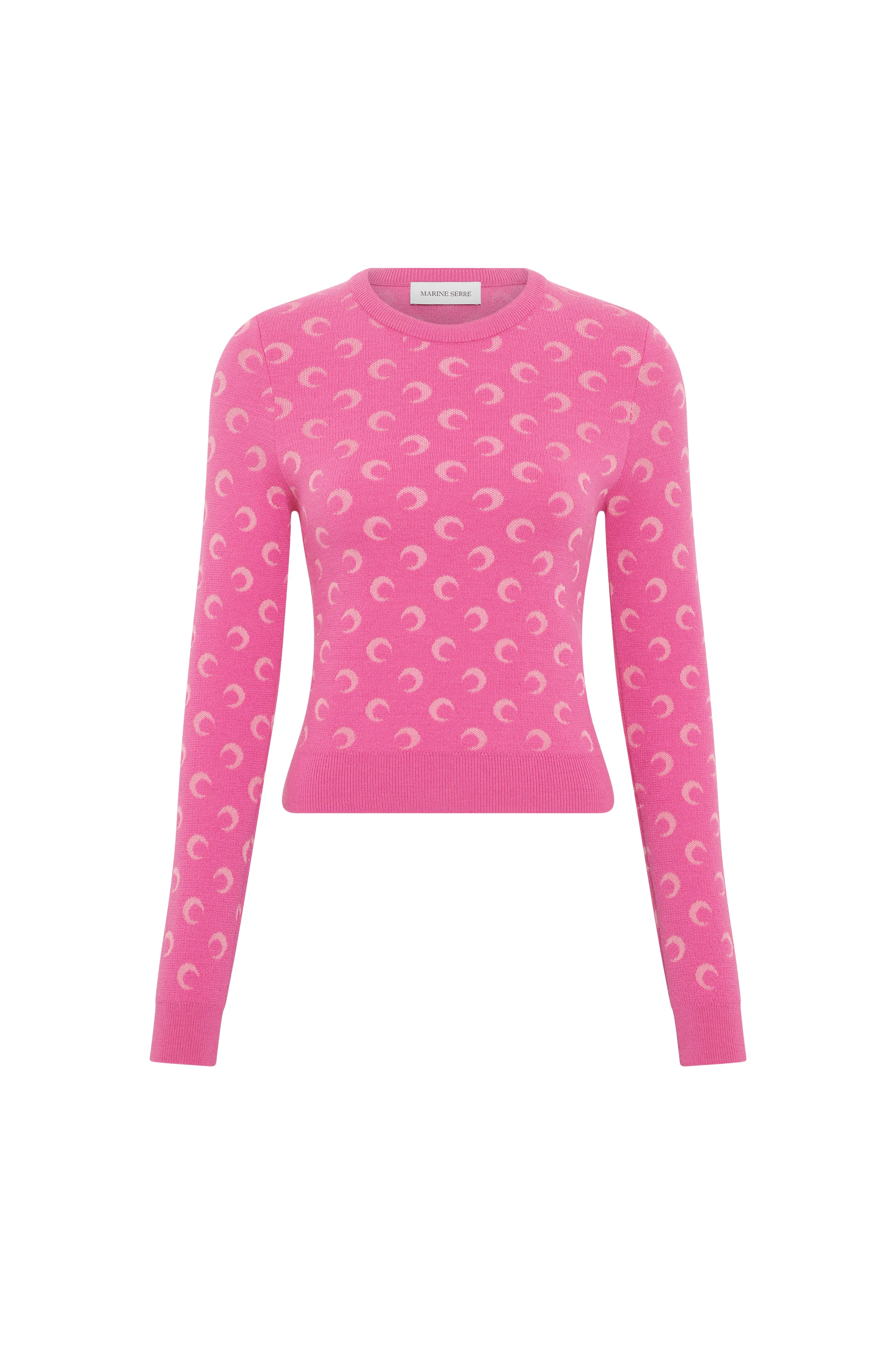 Moon Jacquard Knit Fitted Crewneck Sweater - 1