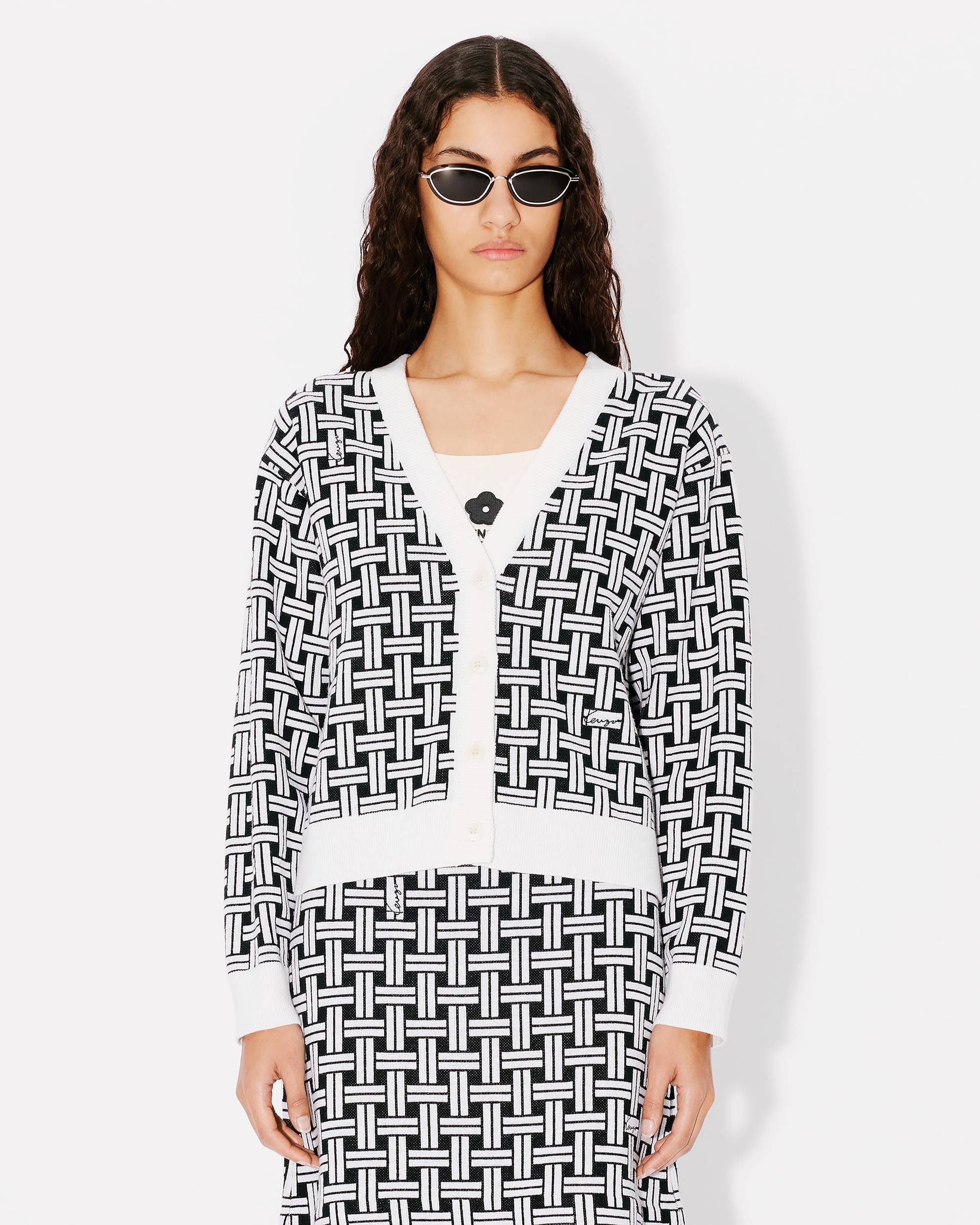 'KENZO Weave' embroidered cardigan - 3