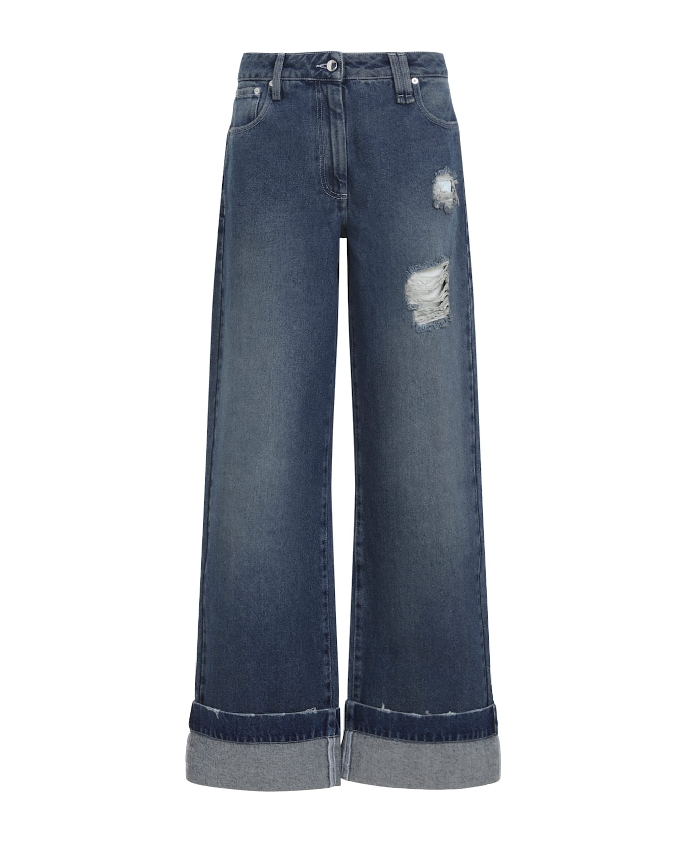 Distressed Straight Leg Jeans - 2