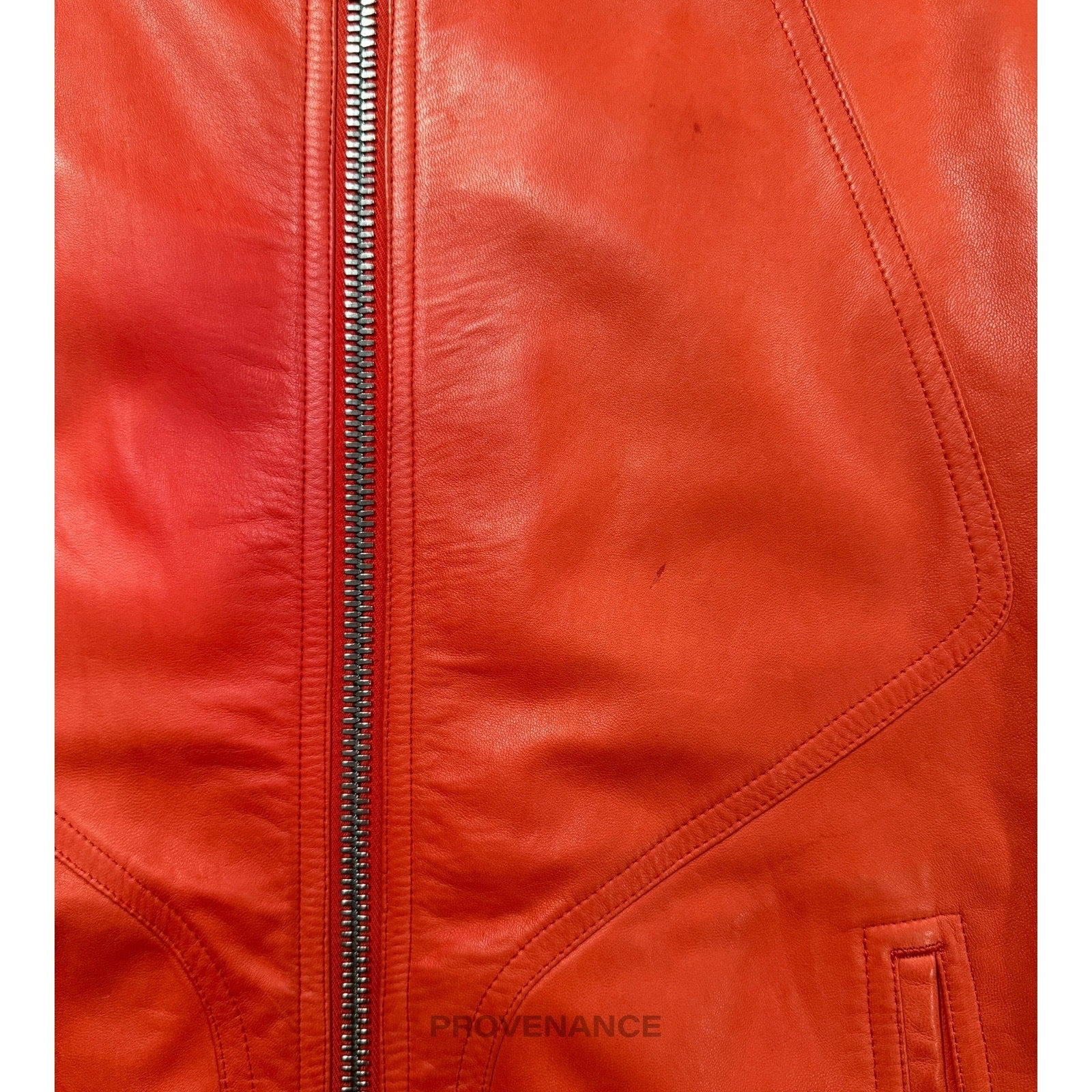 Rick Owens Walrus Intarsia Leather Jacket - 50 Red - 12