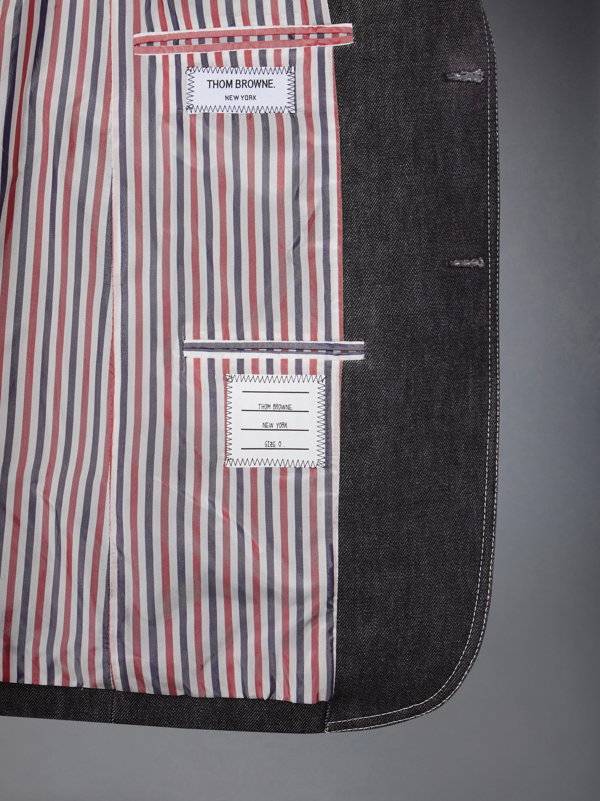 Washed Denim Contrast Topstitching Unconstructed Classic Sport Coat - 5