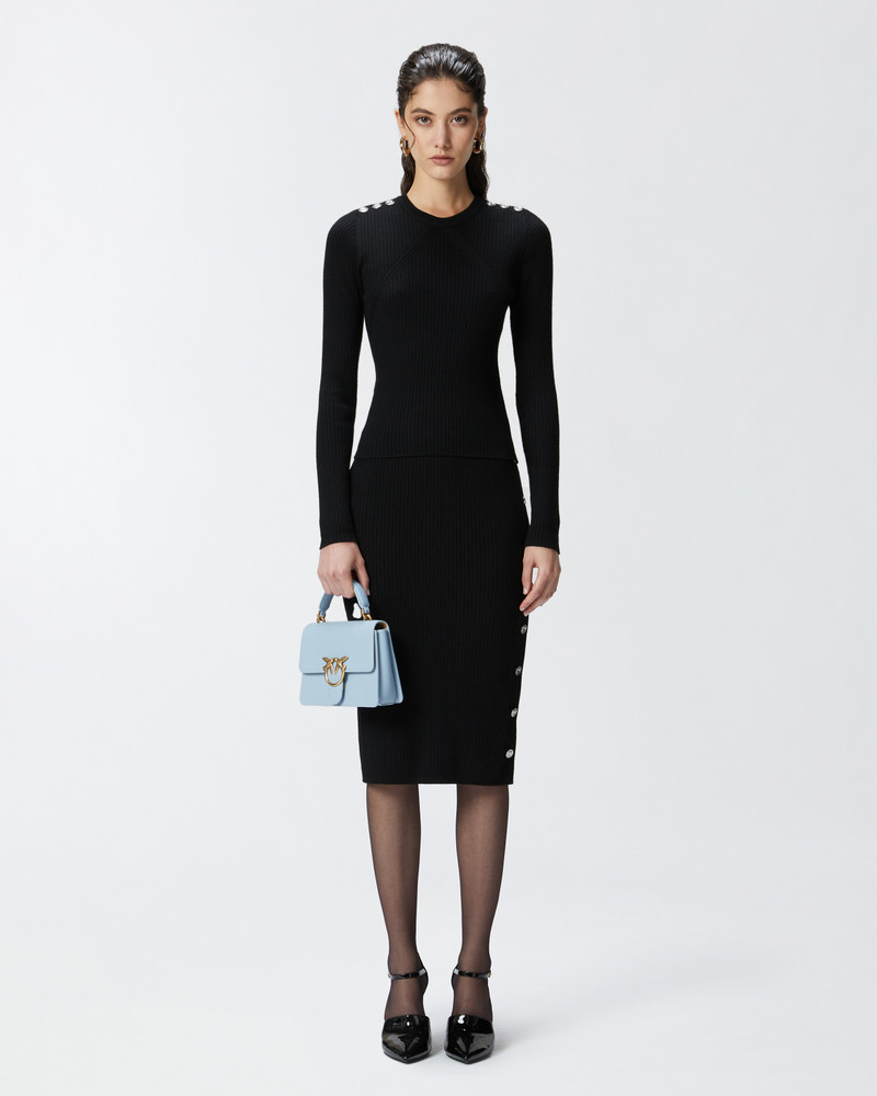 PINKO RIBBED CALF-LENGTH SKIRT WITH BUTTONS outlook