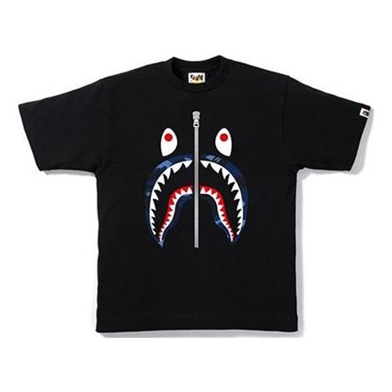 A Bathing Ape Half Zip Shark Face Tee 'Black' BAPE-SS18-005 - 1