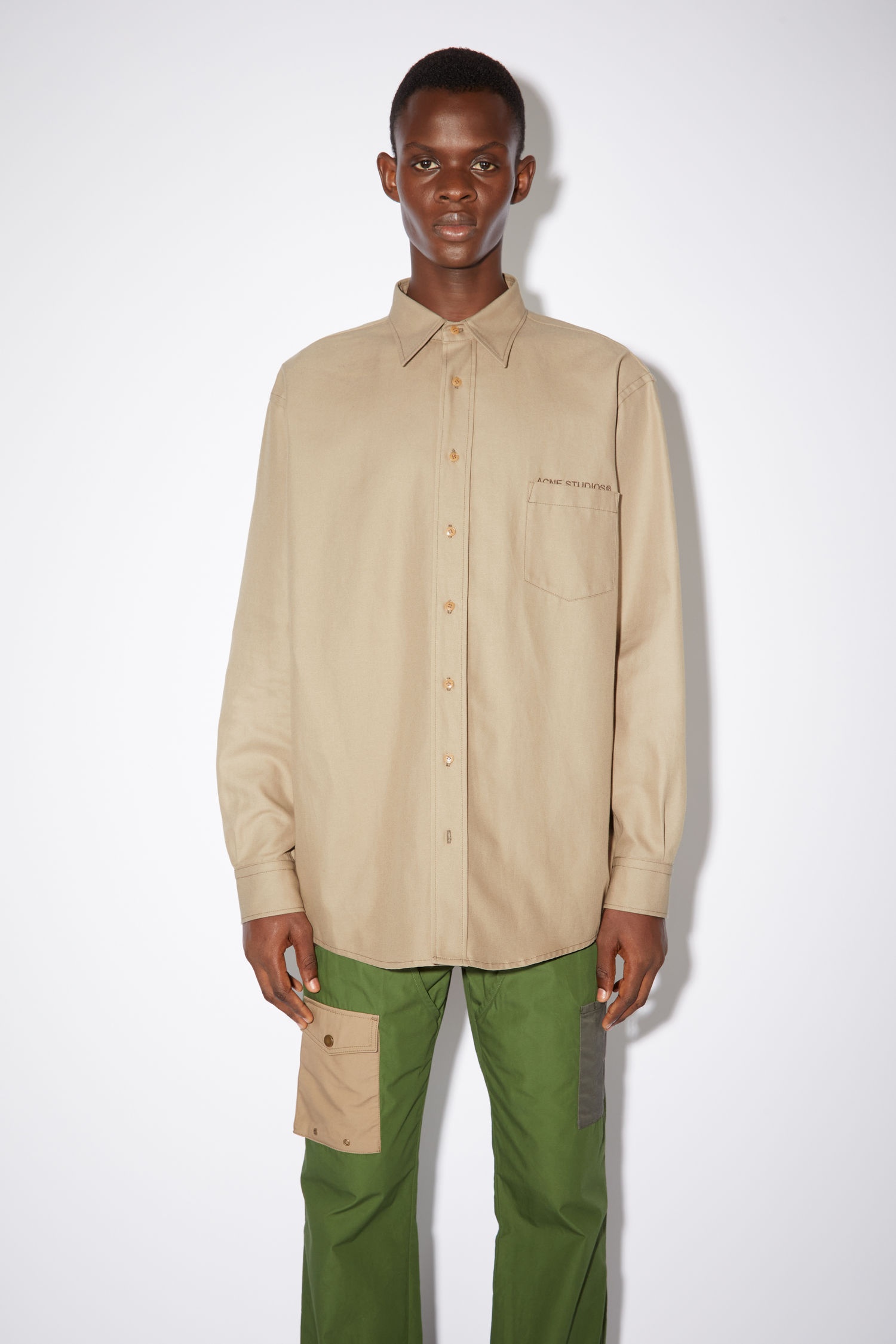 Linen blend shirt - Beige - 2