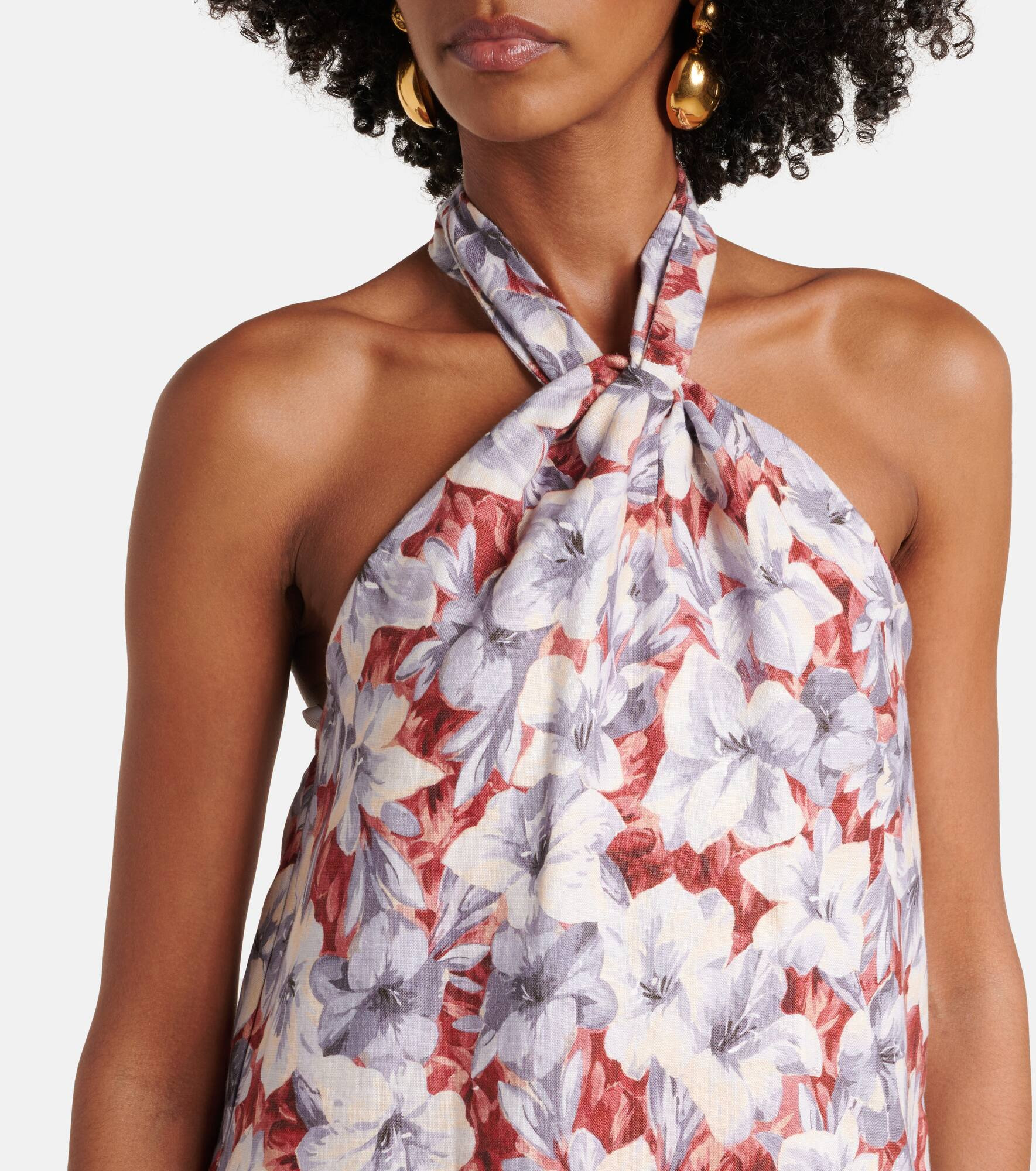 Luna floral halterneck linen minidress - 4