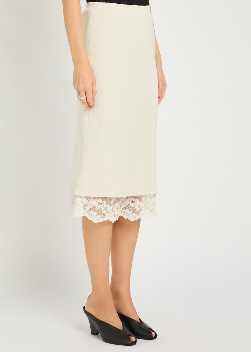 MARIA McMANUS Maria Mcmanus Lace-hem Satin-twill Midi Skirt outlook