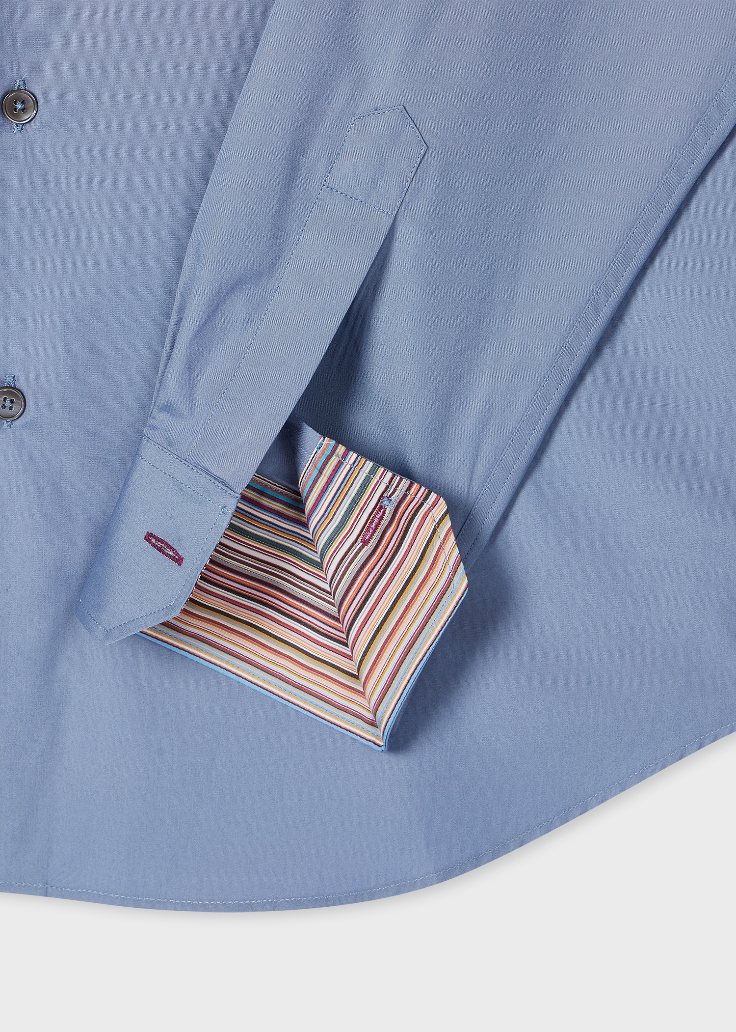 Tailored-Fit Blue Cotton Poplin Shirt - 2