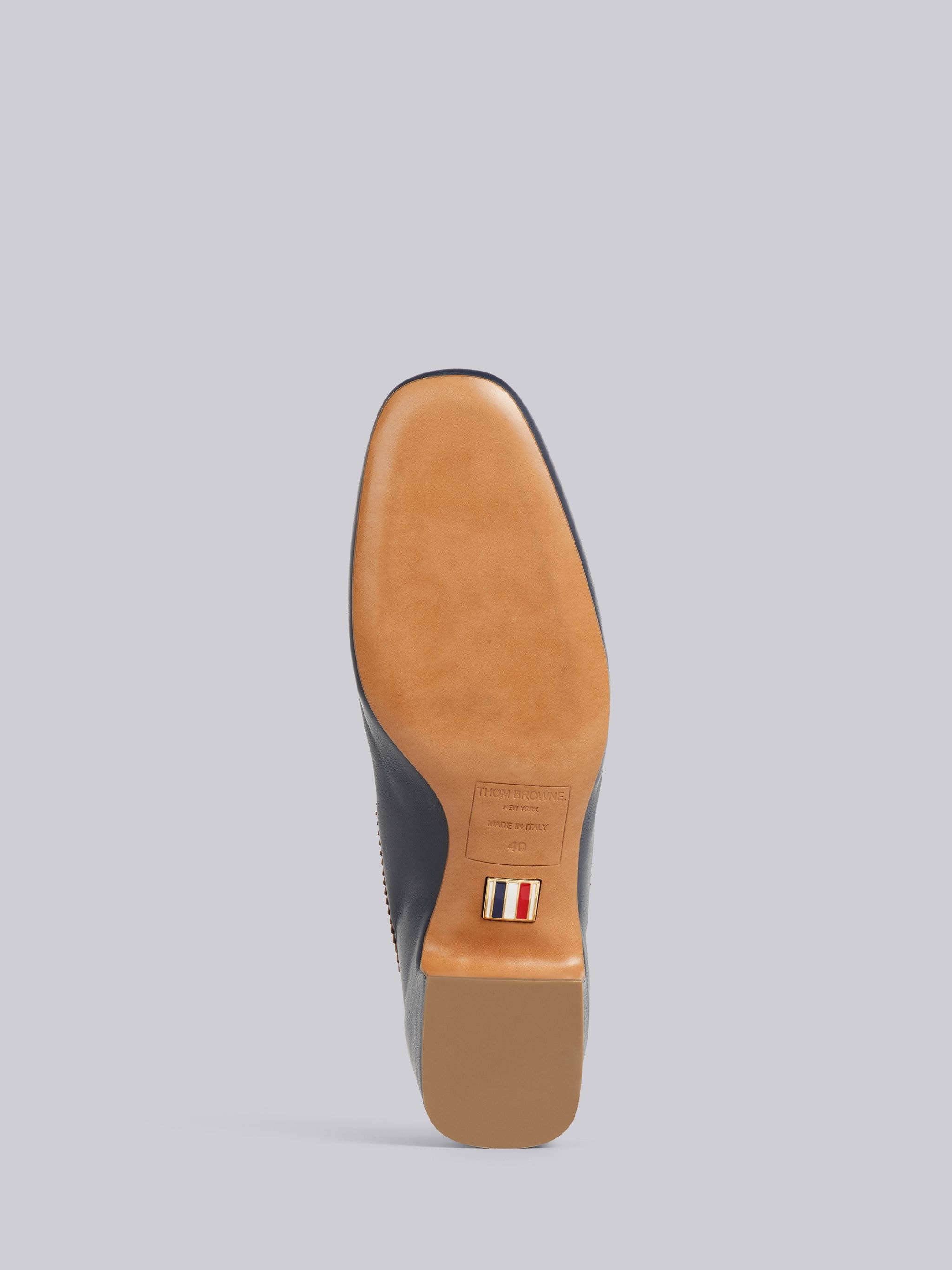 Camel Calf Leather 40mm Block Heel Boat Shoe - 5