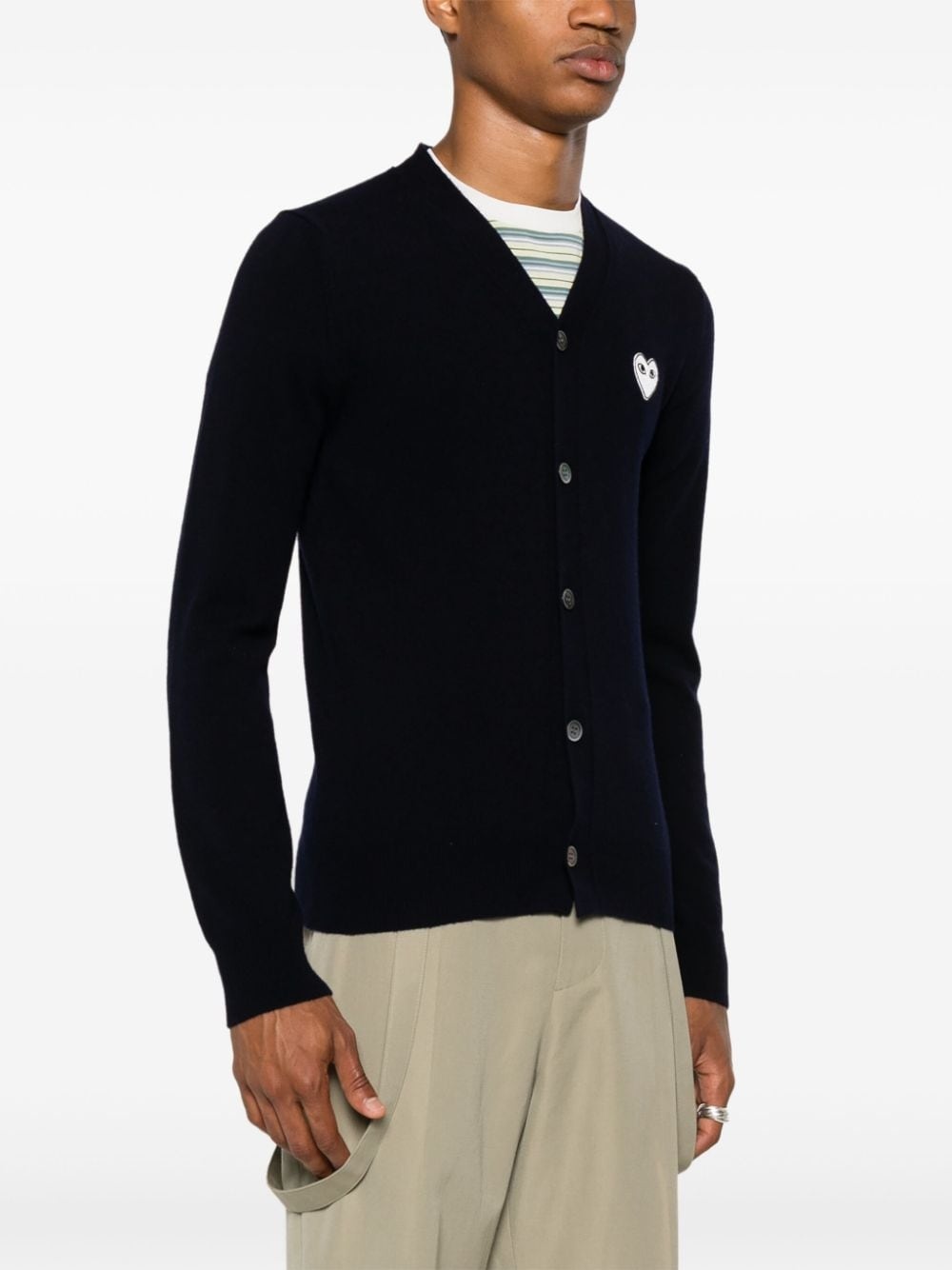 Heart-patch wool cardigan - 4