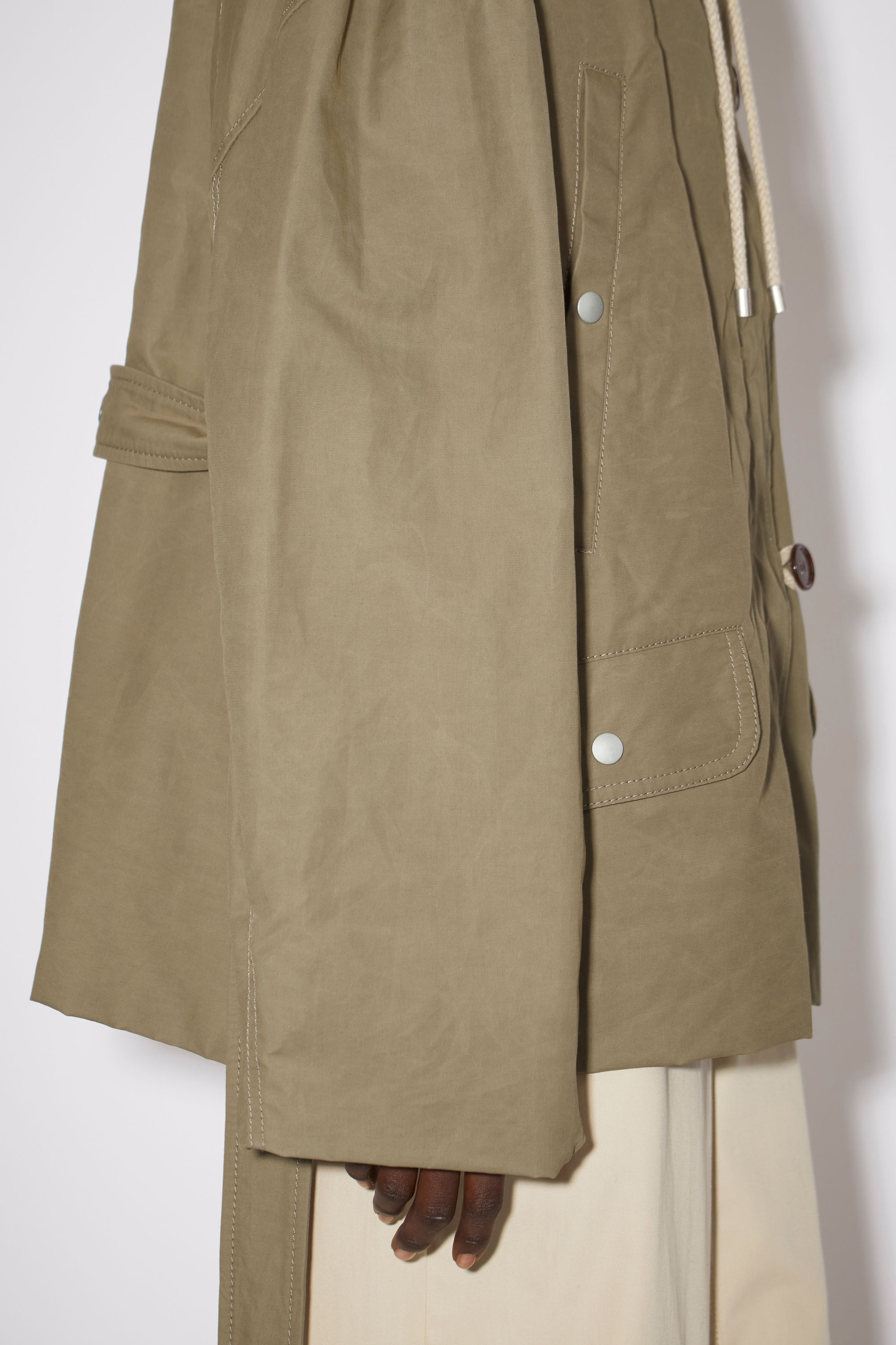 Hooded wax jacket - Khaki green - 5