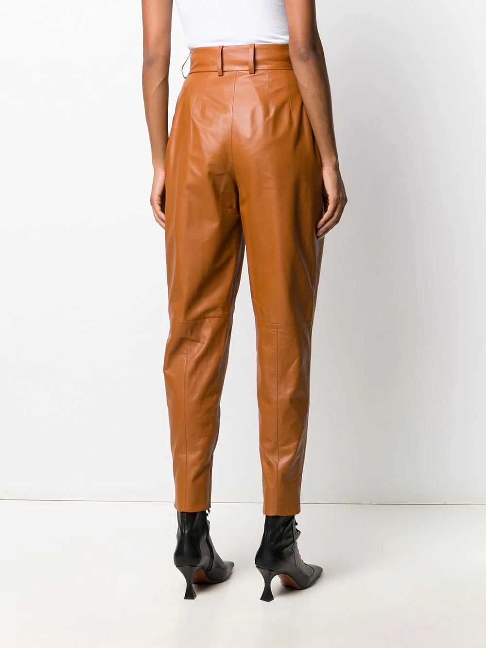 high-waist leather trousers - 4