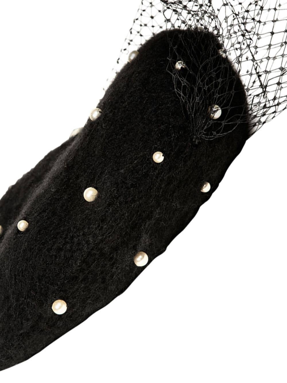 pearl-embellished voilette beret - 2