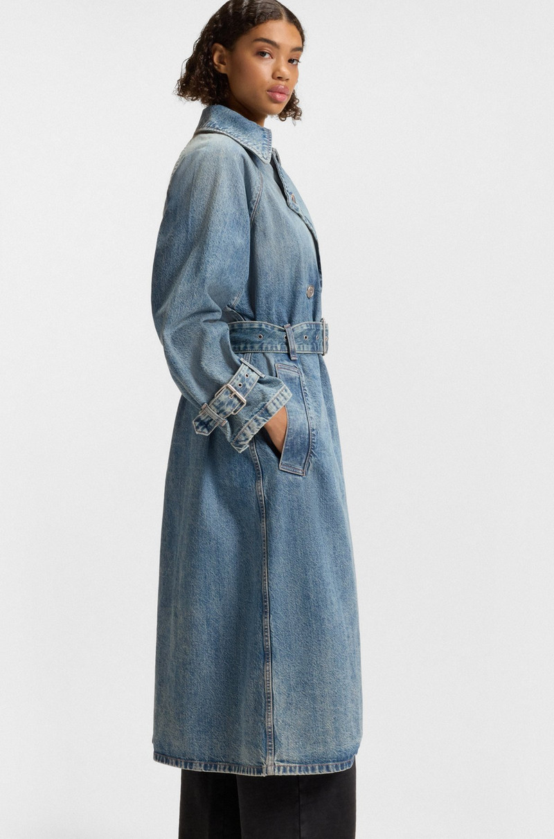 LONG-LENGTH TRENCH COAT IN BLUE DENIM 6