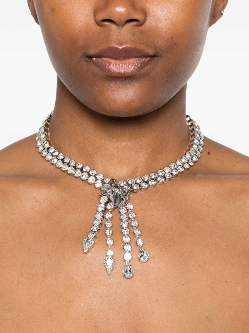 crystal-embellished fringed necklace - 2