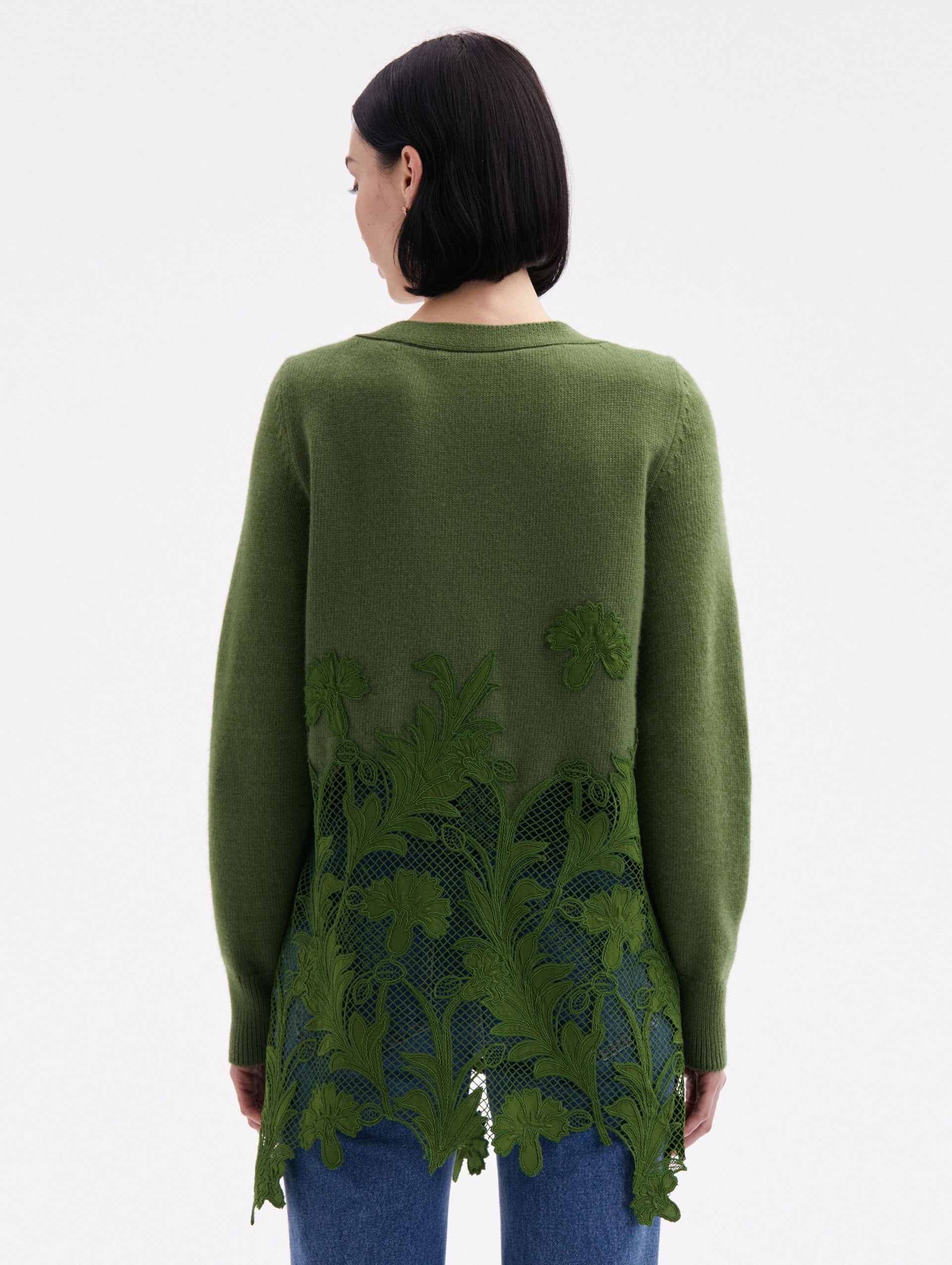MARBLED CARNATION GUIPURE LONG CARDIGAN - 3