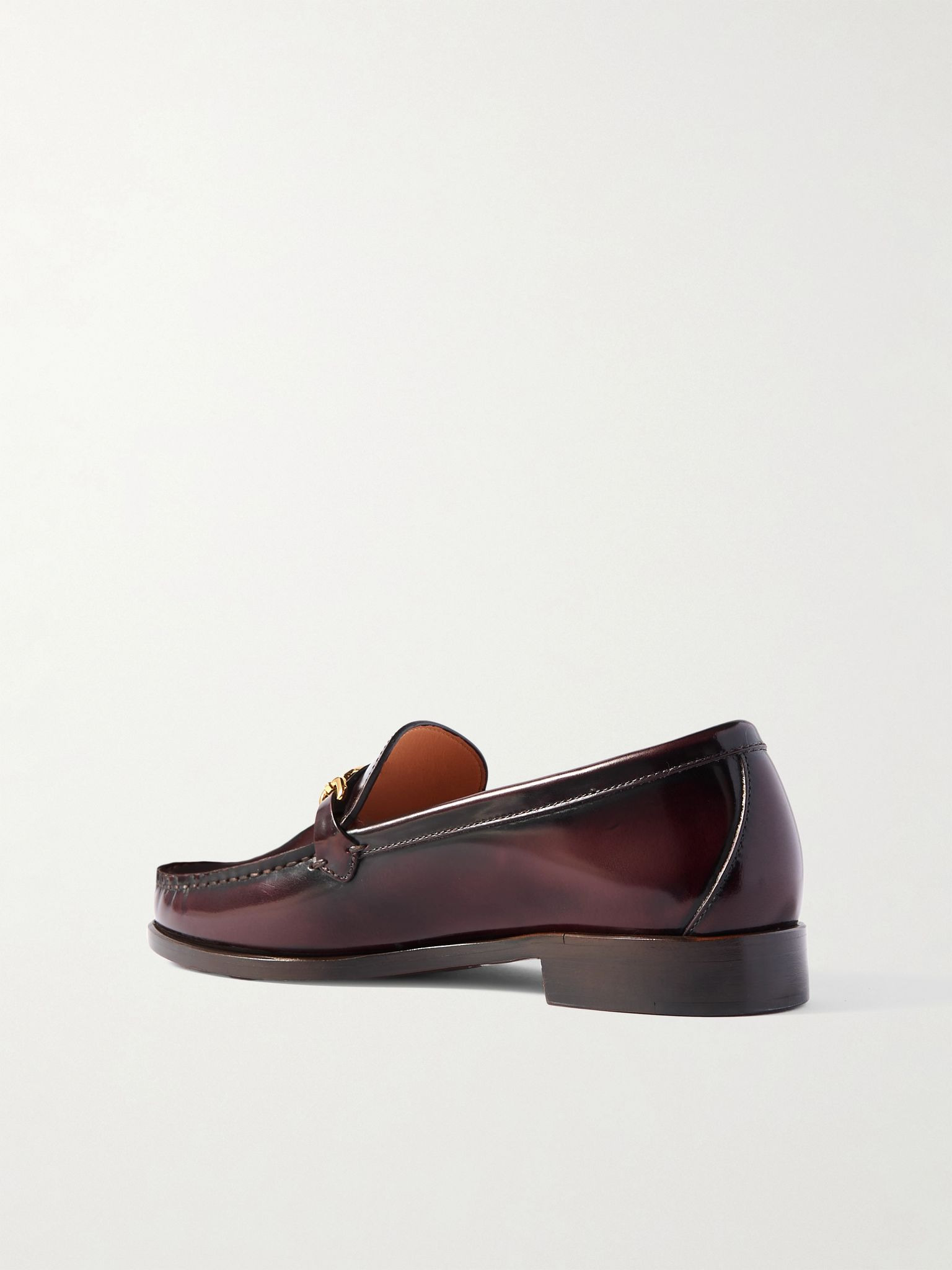 Embellished leather loafers Burgundy - 3