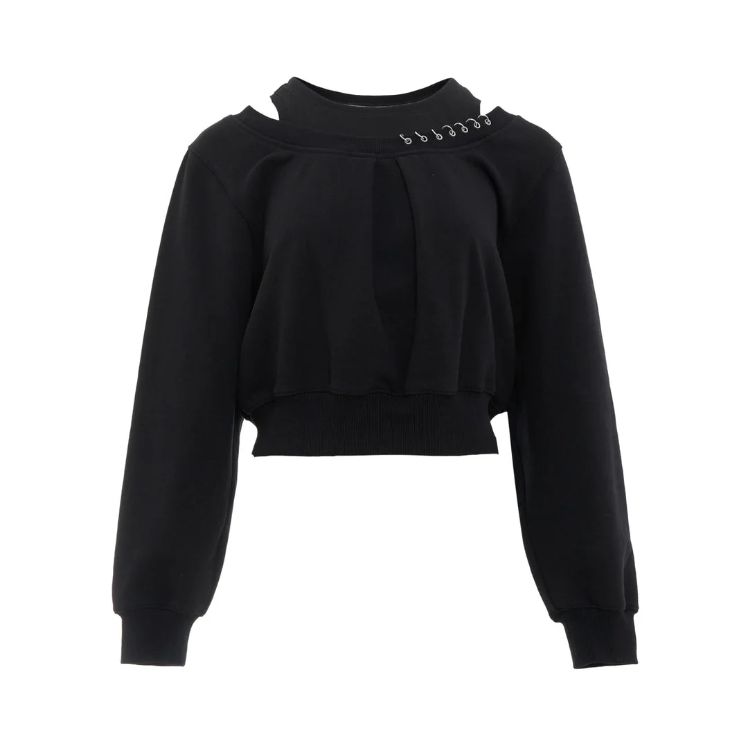 Long Sleeve Embellished Double Layer Sweater - 1