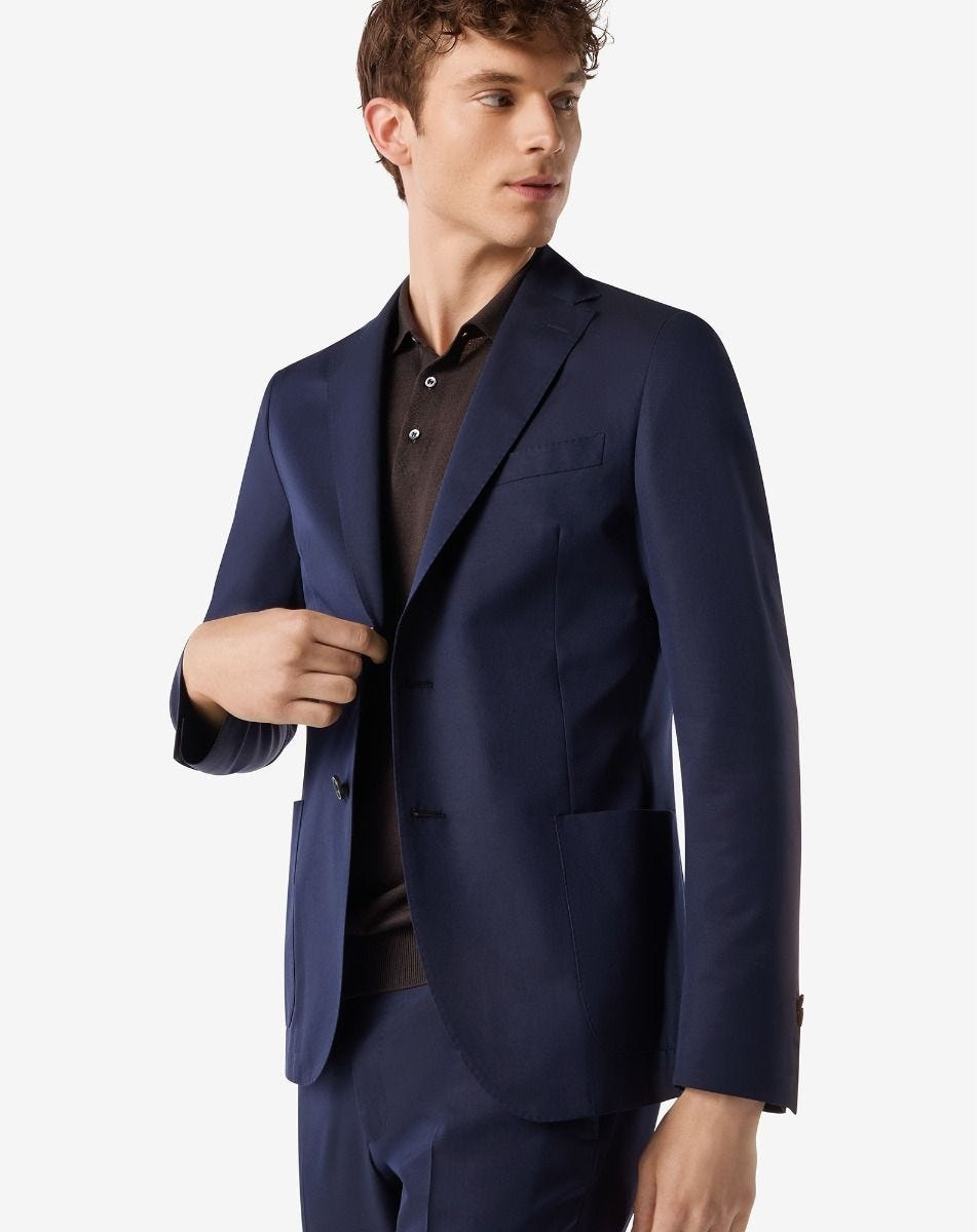 Blue wool and cotton suit - 4