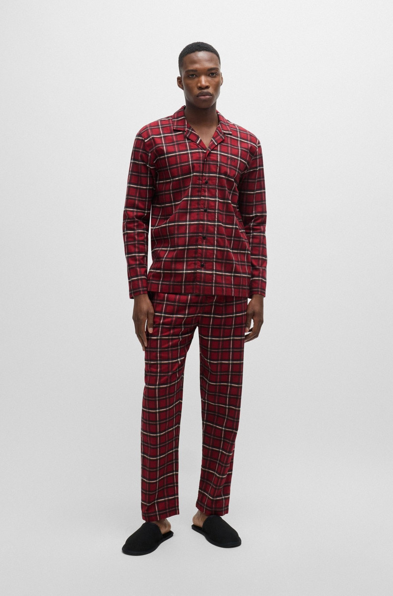 BOSS STRETCH-COTTON REGULAR-FIT PAJAMAS WITH FESTIVE CHECK outlook