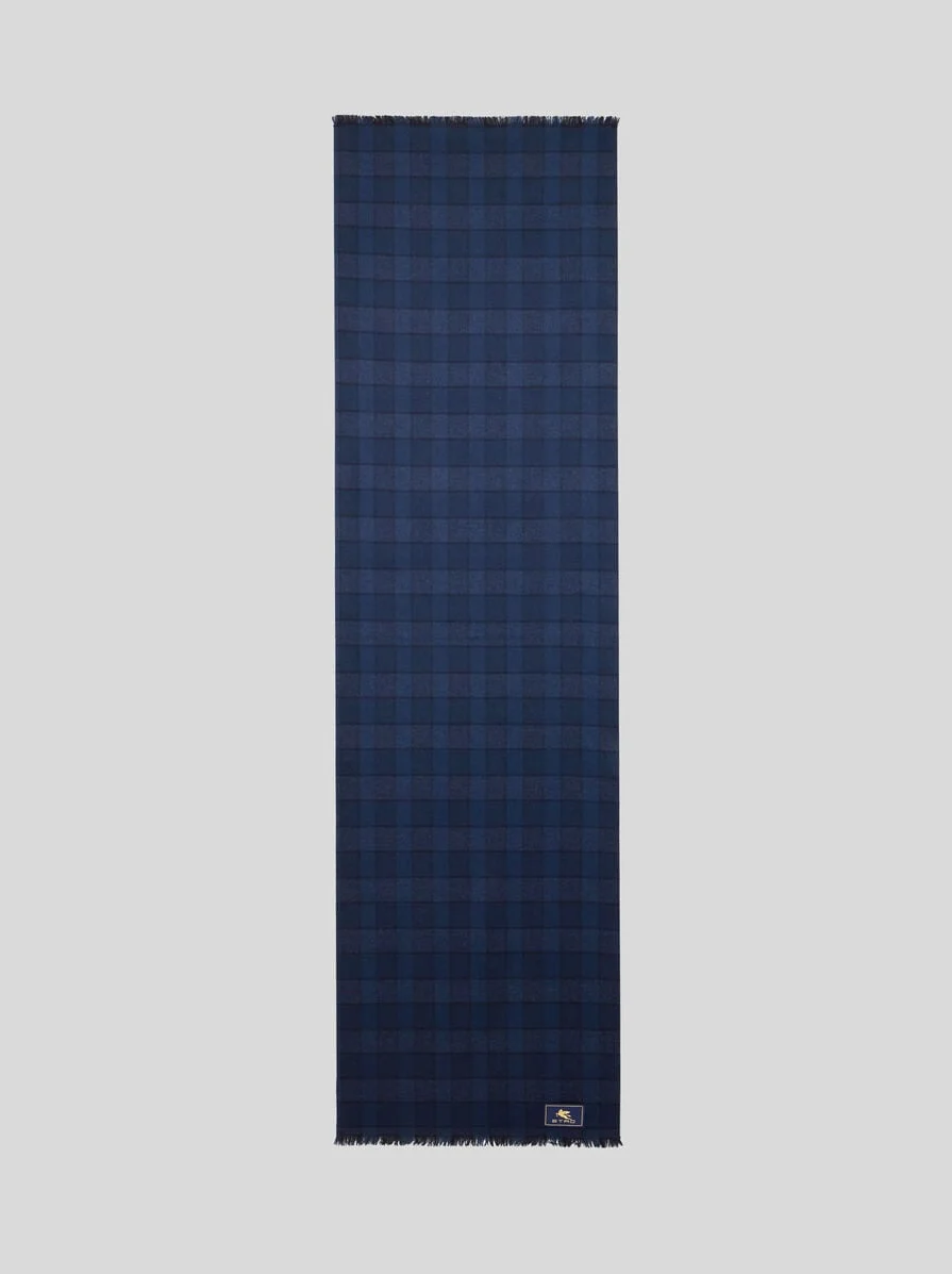 WOOL AND CASHMERE SCARF WITH CHECK MOTIF - 1