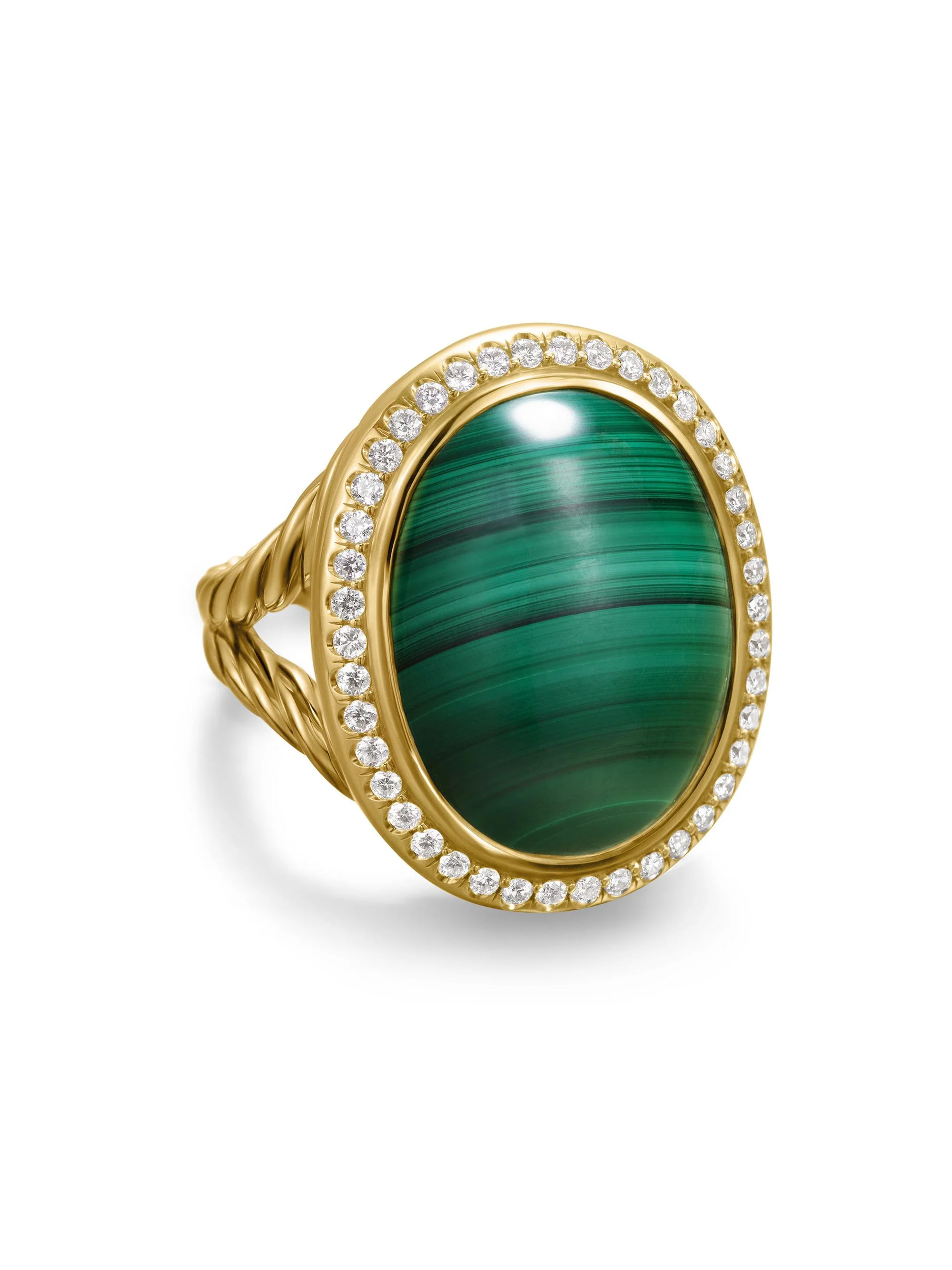 Women's Albion Oval Ring in 18K Yellow Gold - Malachite - 1