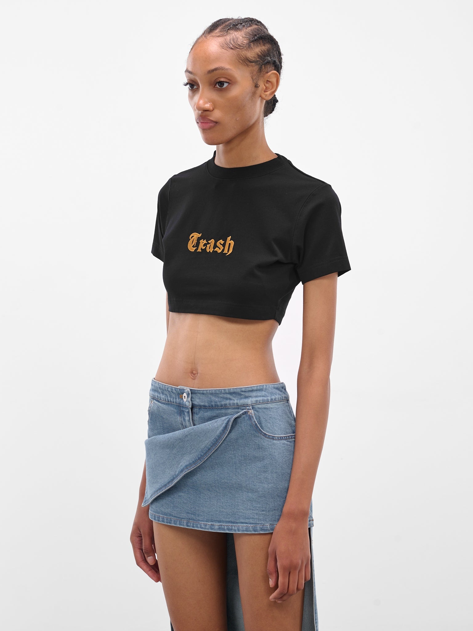 Trash Embroidered Crop Tee - 2