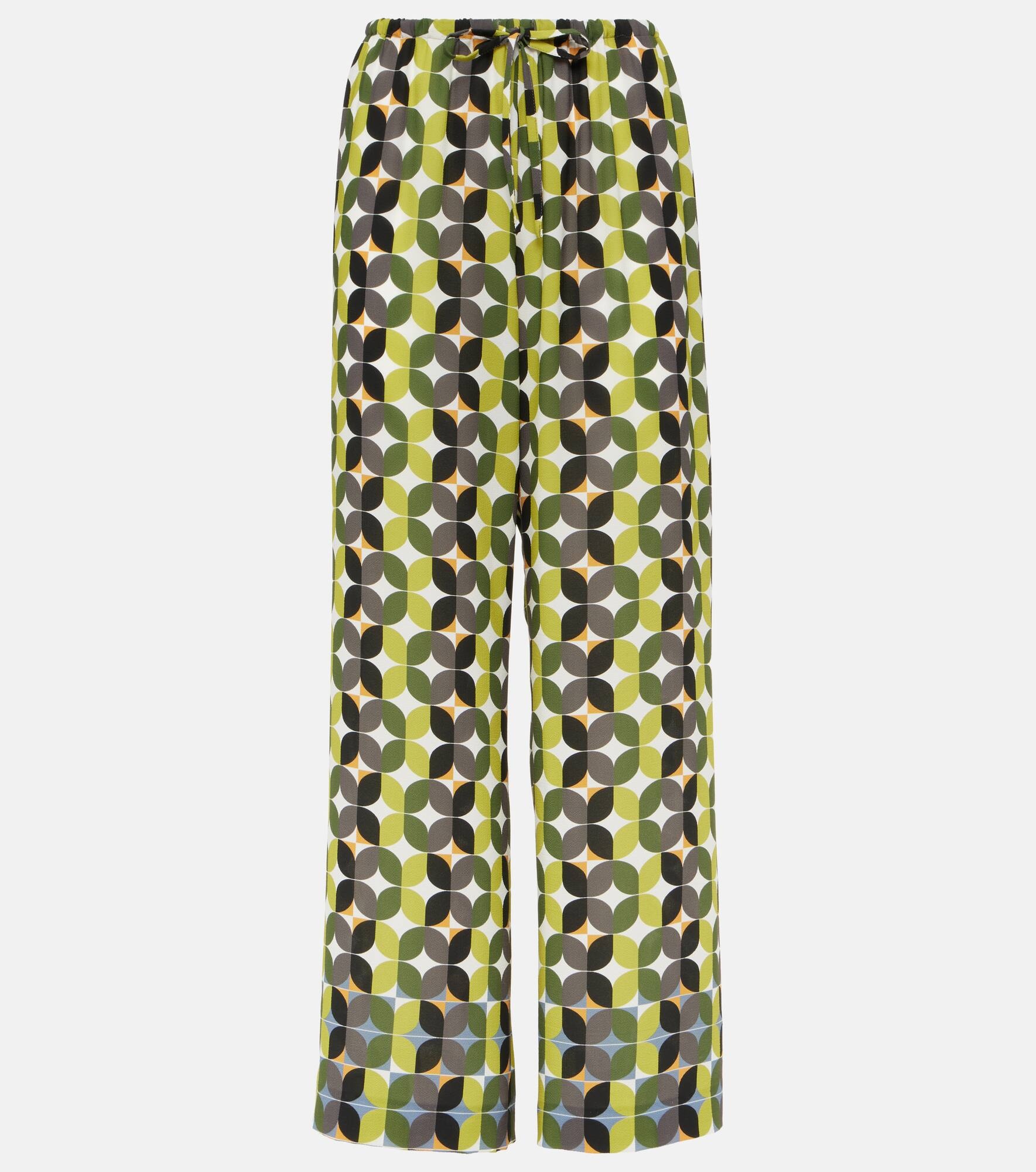 Printed high-rise crêpe wide-leg pants - 1