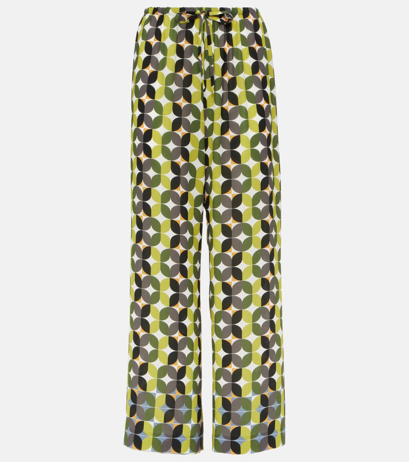 Printed high-rise crêpe wide-leg pants 1