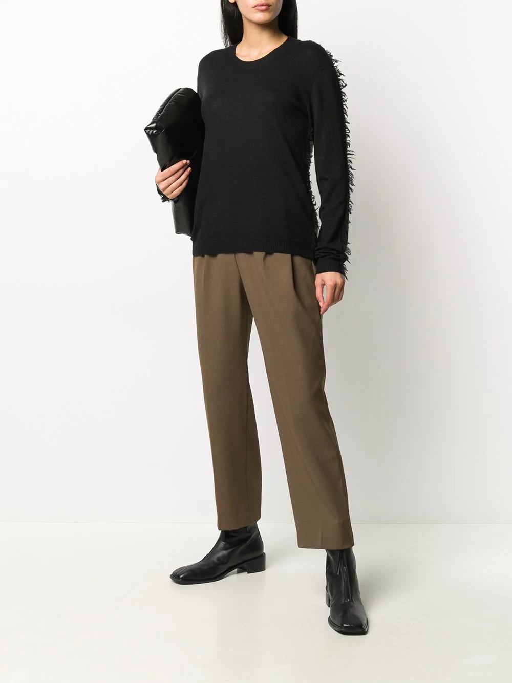 two-tone frayed trim jumper - 2