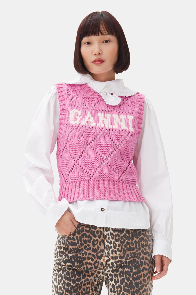 GANNI PINK COTTON ROPE VEST outlook