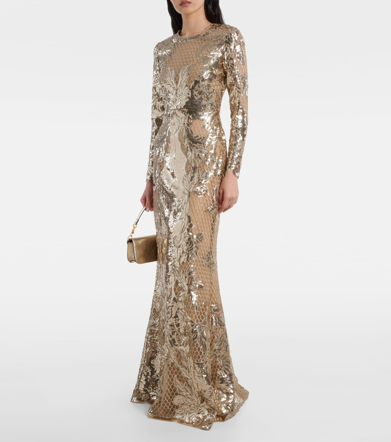 ELIE SAAB Embroidered sequined tulle gown outlook