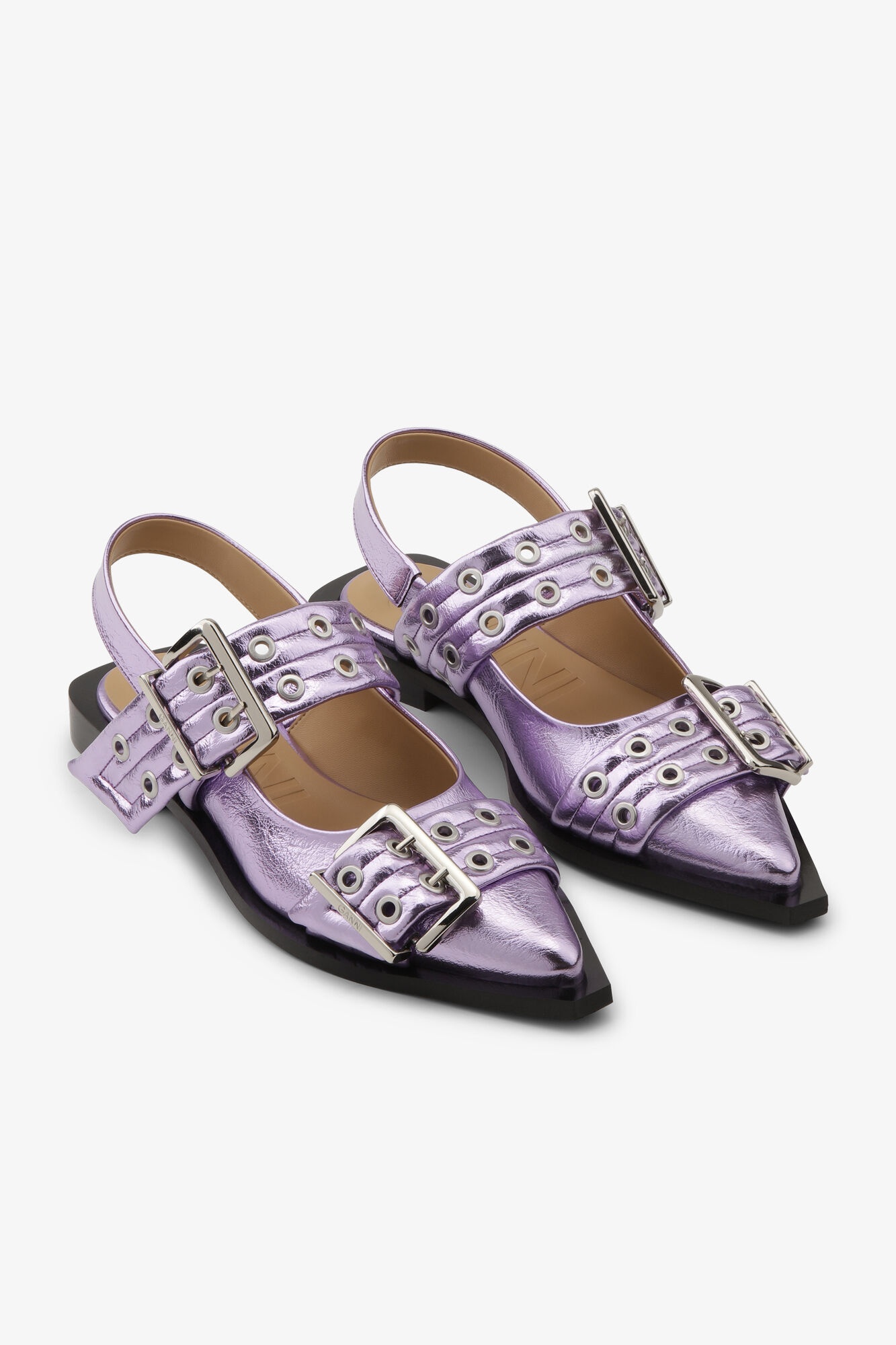 PINK METALLIC FEMININE BUCKLE BALLERINAS - 2