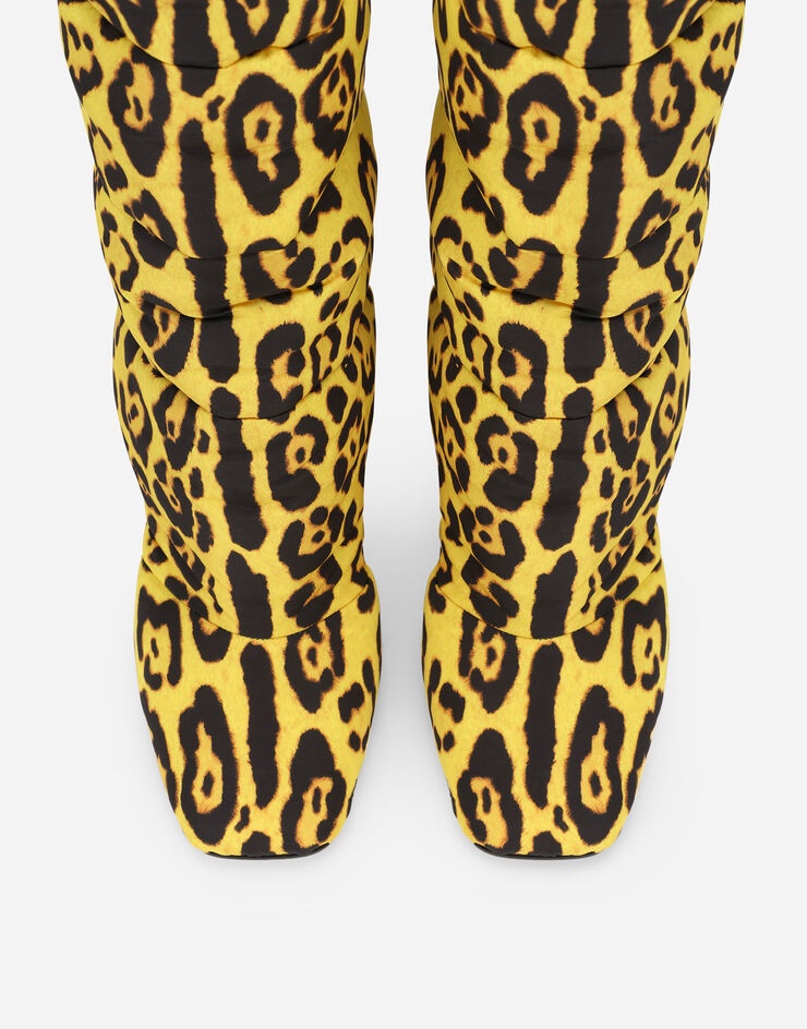 Leopard-print quilted nylon boots with yellow base - 4