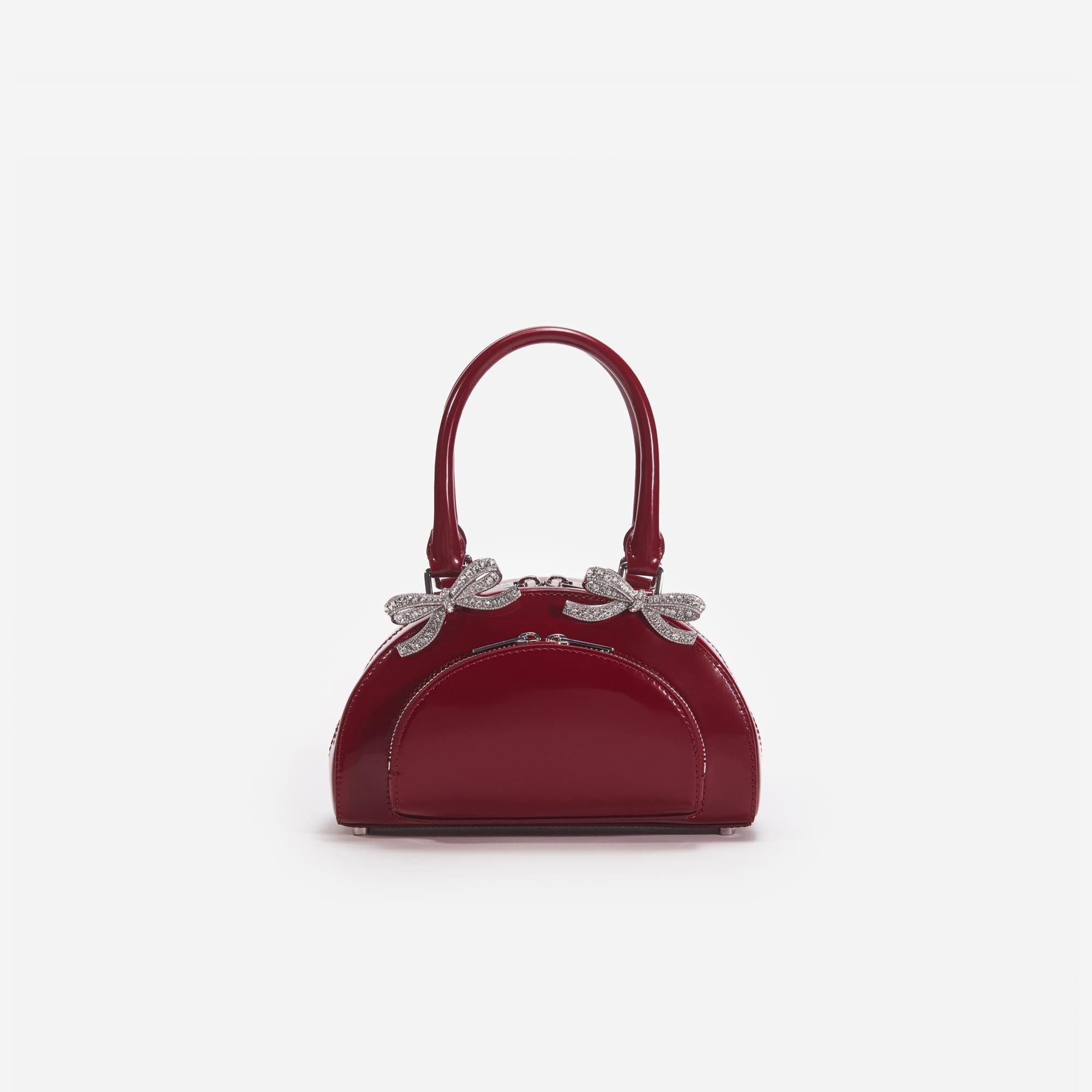 Burgundy Leather Curved Mini Tote Bag 1