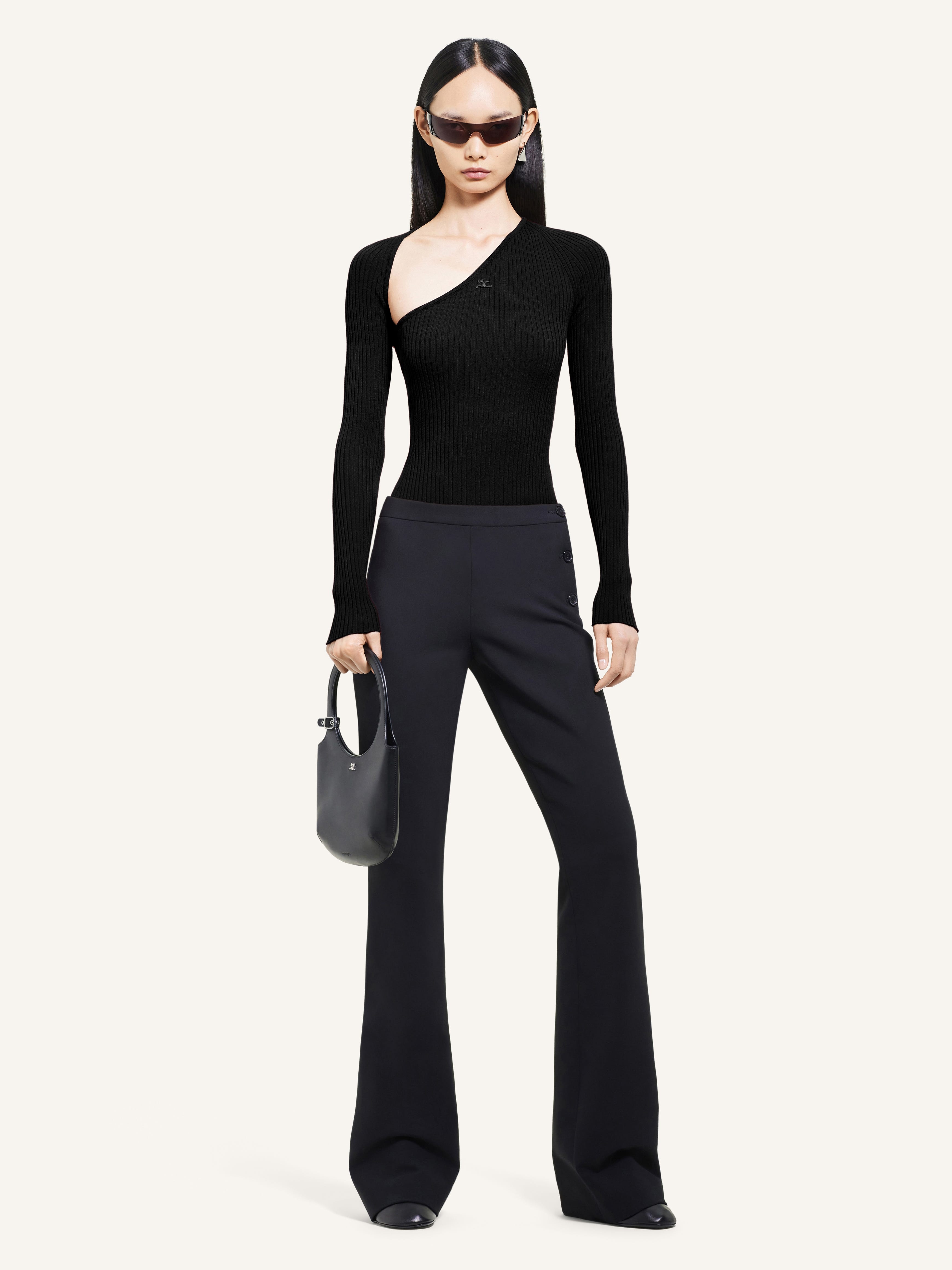 SLASH RIB KNIT TOP - 2