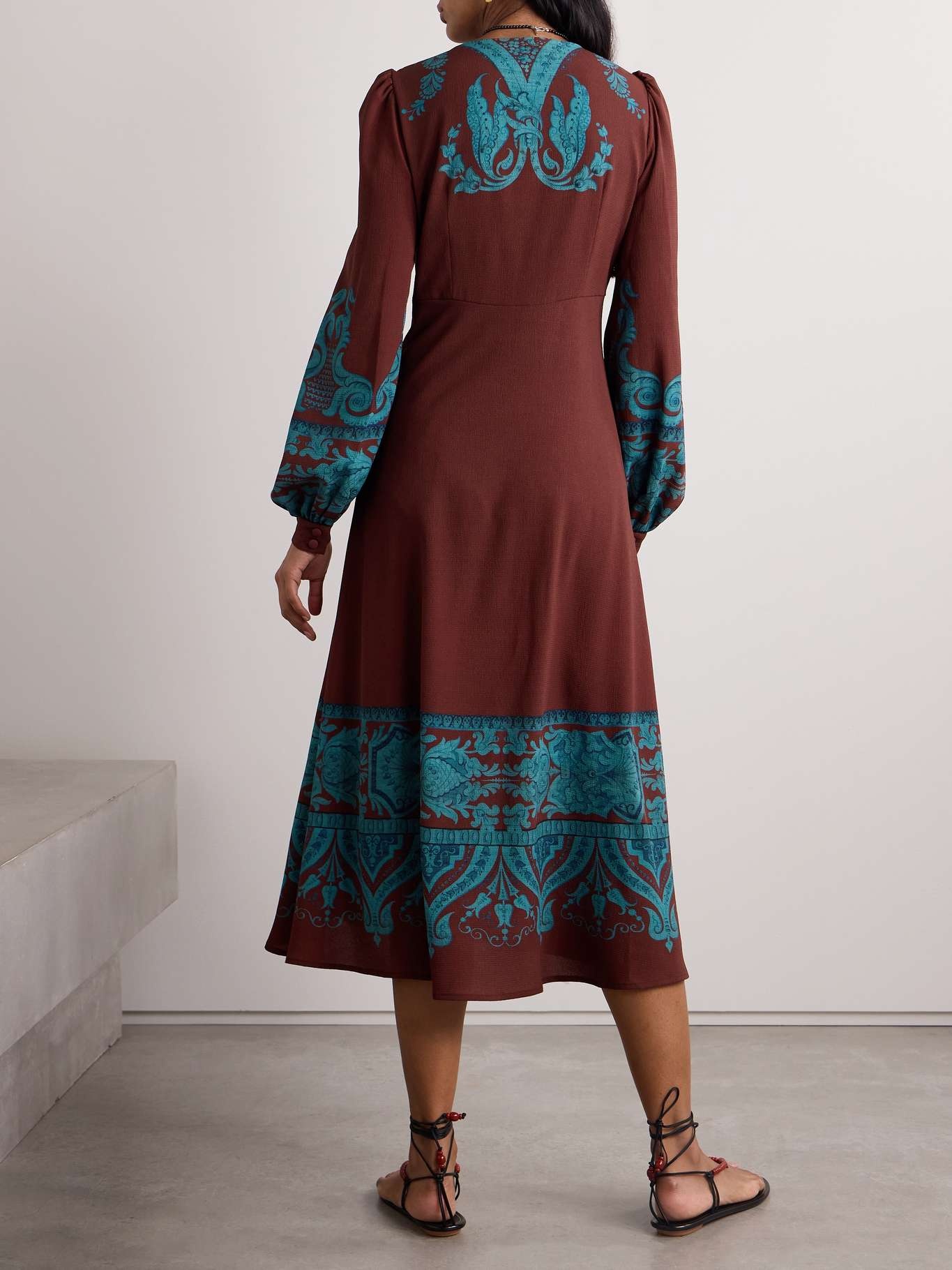 Printed crepe midi dress - 3