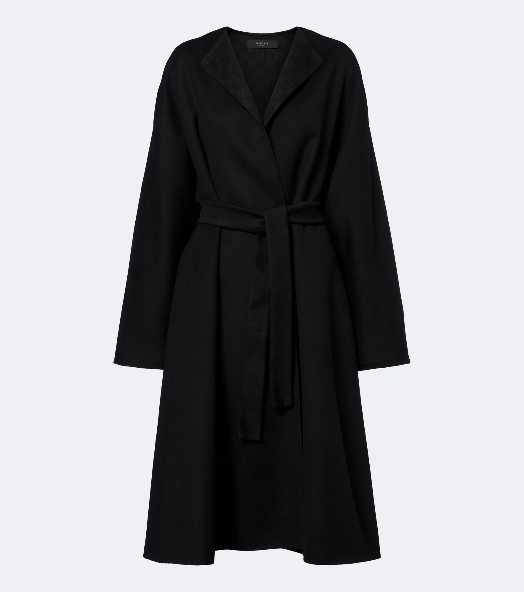 GG belted wool and silk wrap coat - 1