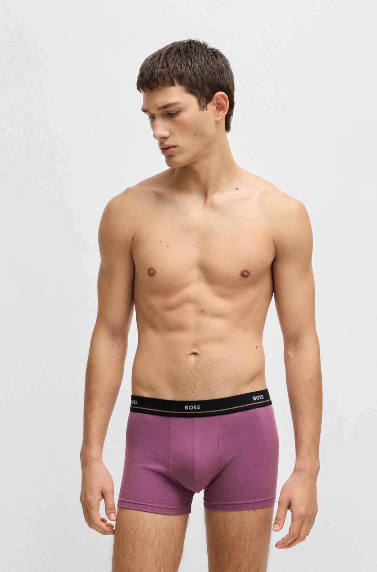THREE-PACK OF STRETCH-COTTON TRUNKS WITH LOGO WAISTBANDS - 7