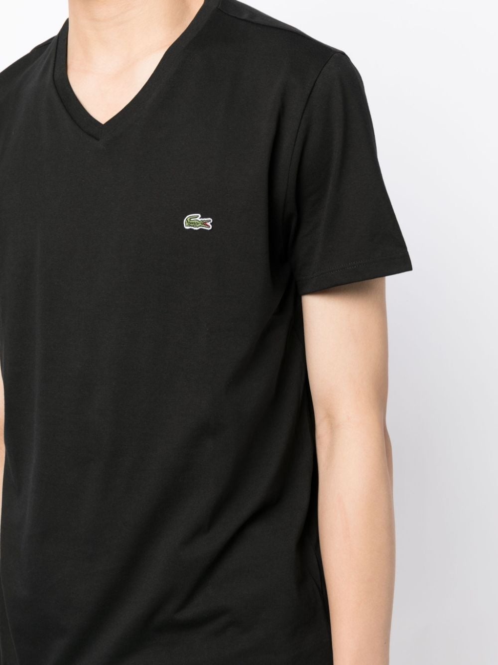logo-patch V-neck cotton T-shirt - 5