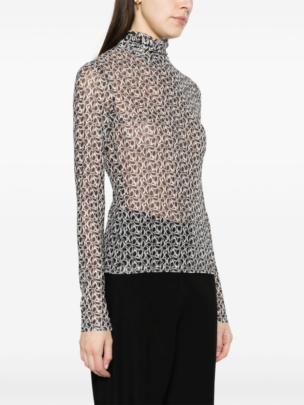 geometric-print mesh top - 3